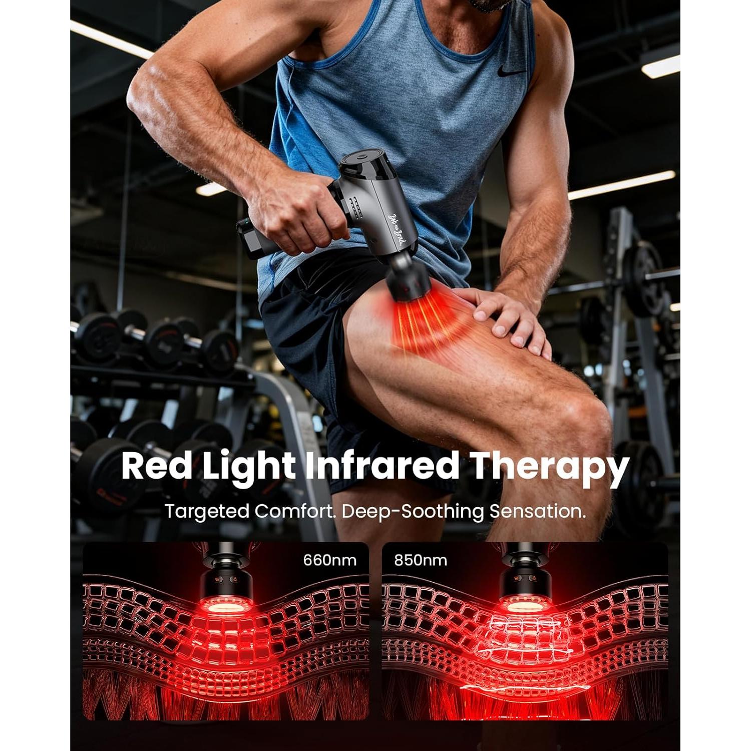 Pistola de Masaje BOB Y BRAD T2 Ultra con Calor y LED