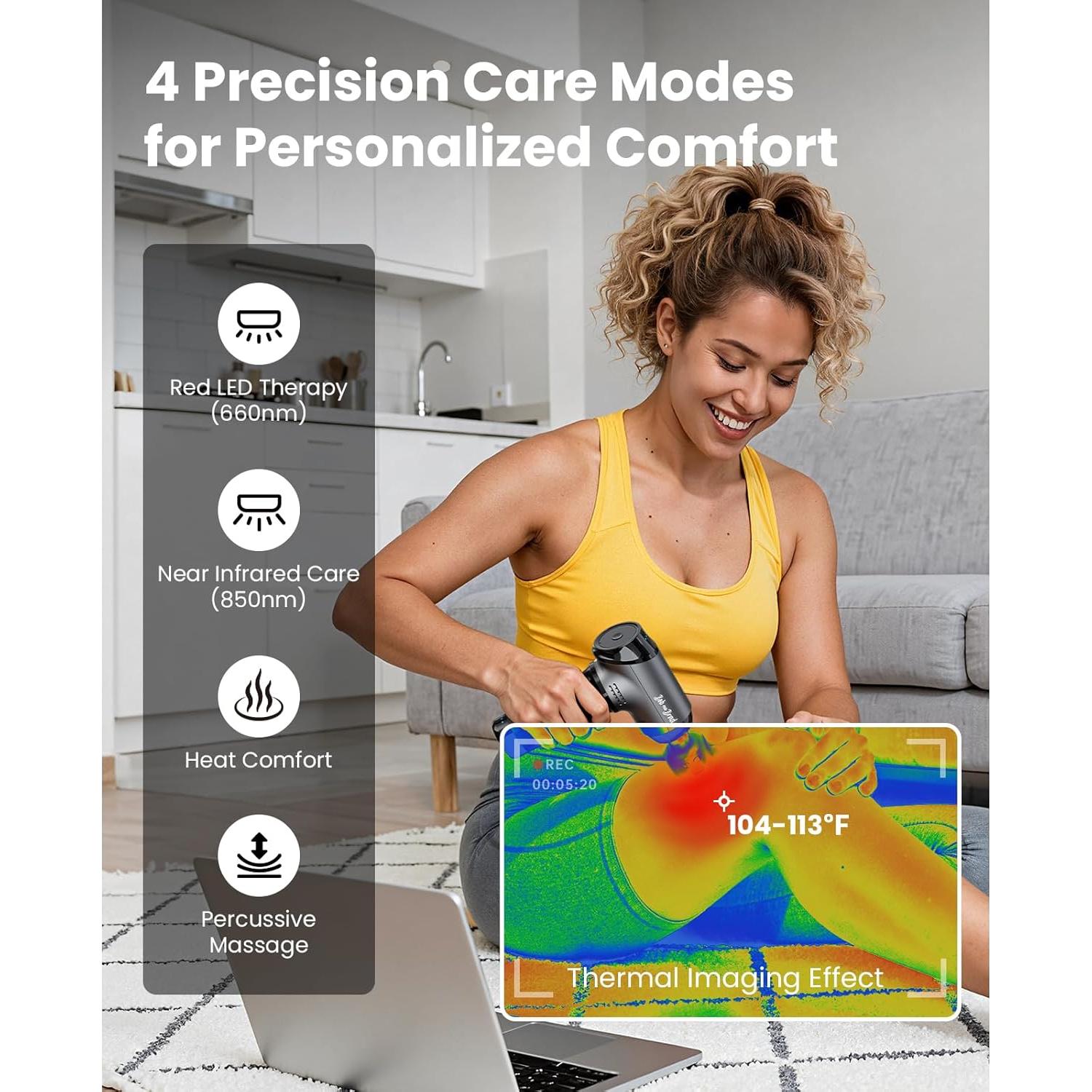 Pistola de Masaje BOB Y BRAD T2 Ultra con Calor y LED