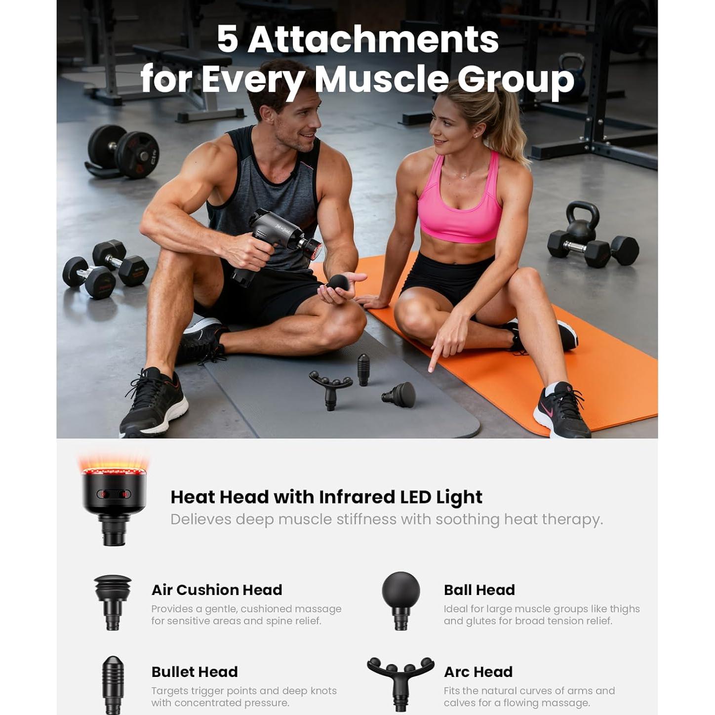 Pistola de Masaje BOB Y BRAD T2 Ultra con Calor y LED