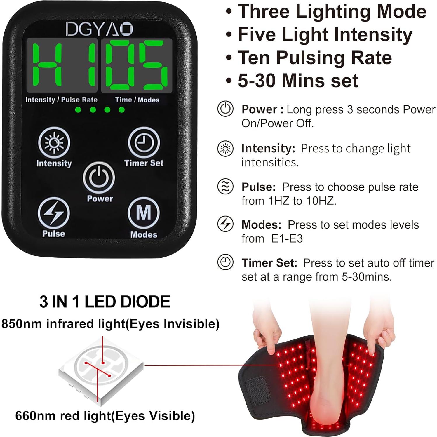 Botas de terapia de luz roja DGQY 6000mAh para pies y tobillos