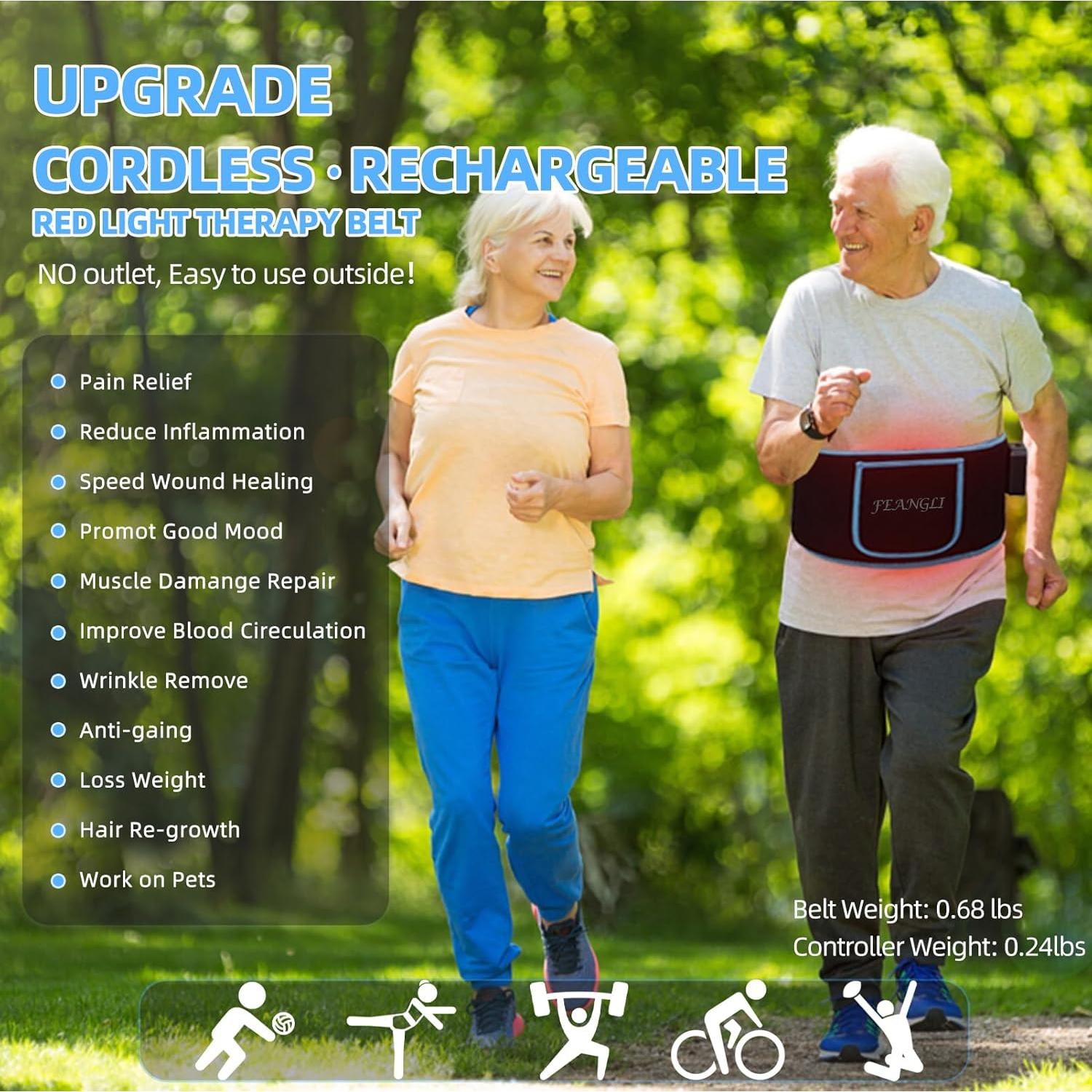 Cinturón de Terapia de Luz Roja Feangli Inalámbrico 660nm 850nm