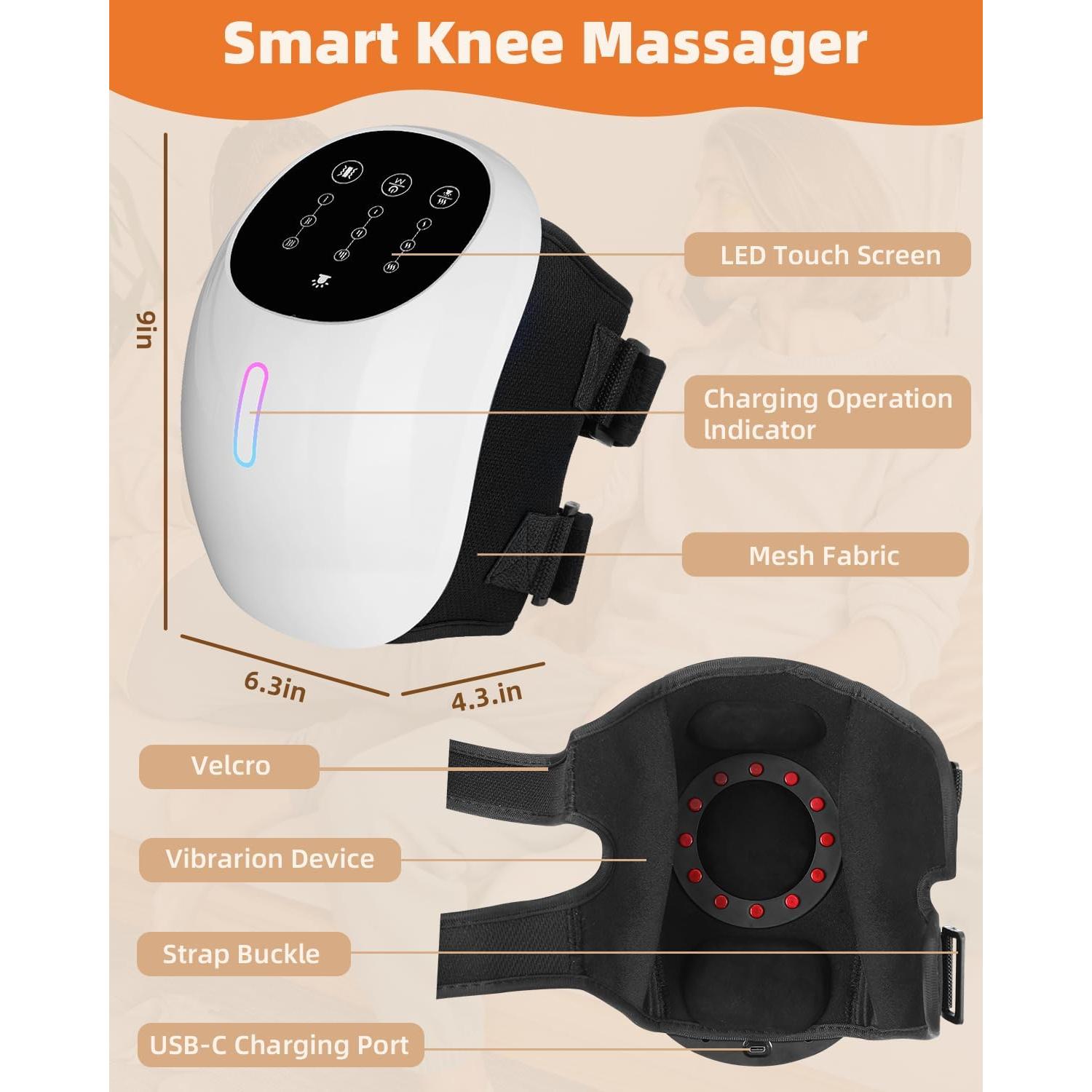Masajeador de Rodilla Inalámbrico HXMBFBF con Calor y Luz Roja