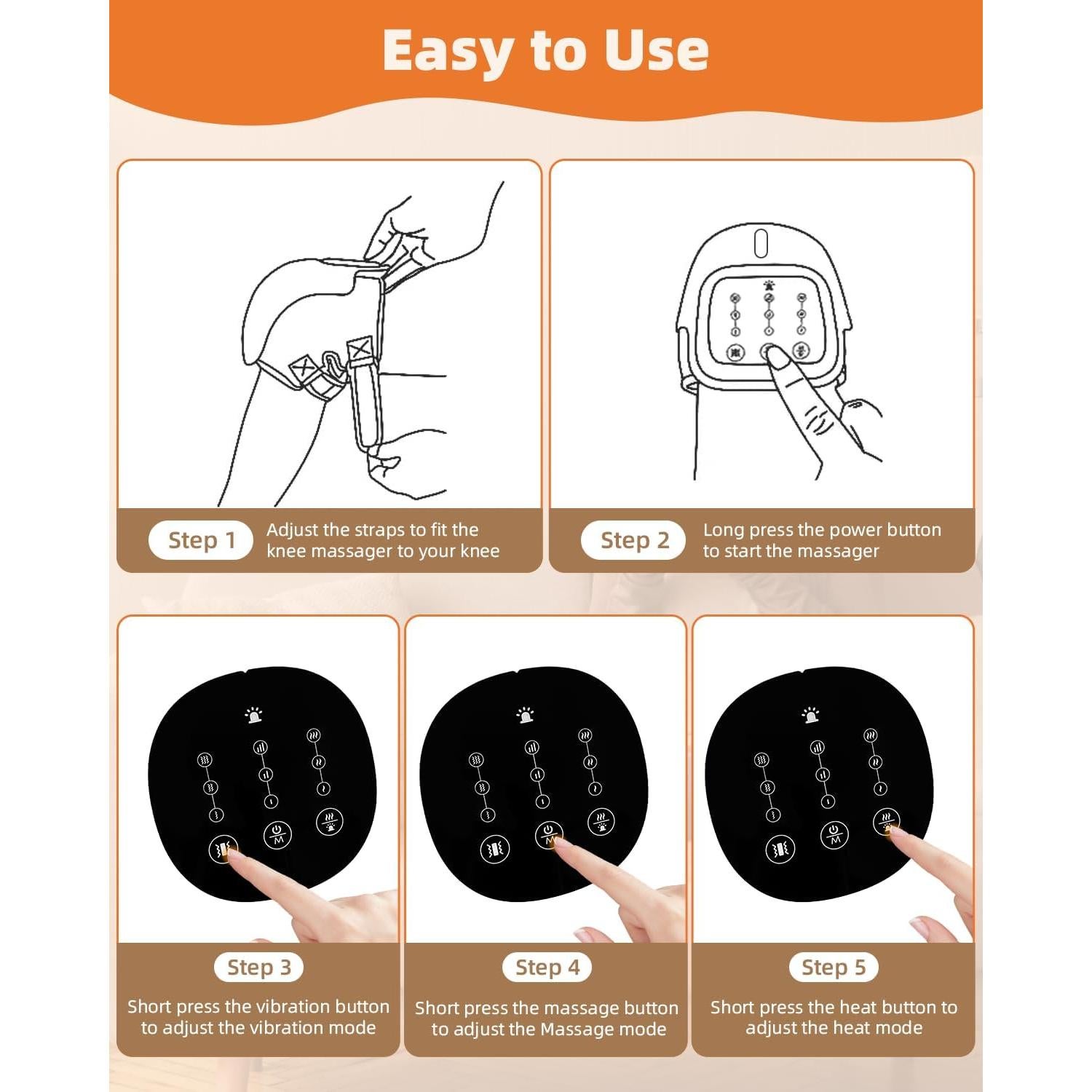 Masajeador de Rodilla Inalámbrico HXMBFBF con Calor y Luz Roja