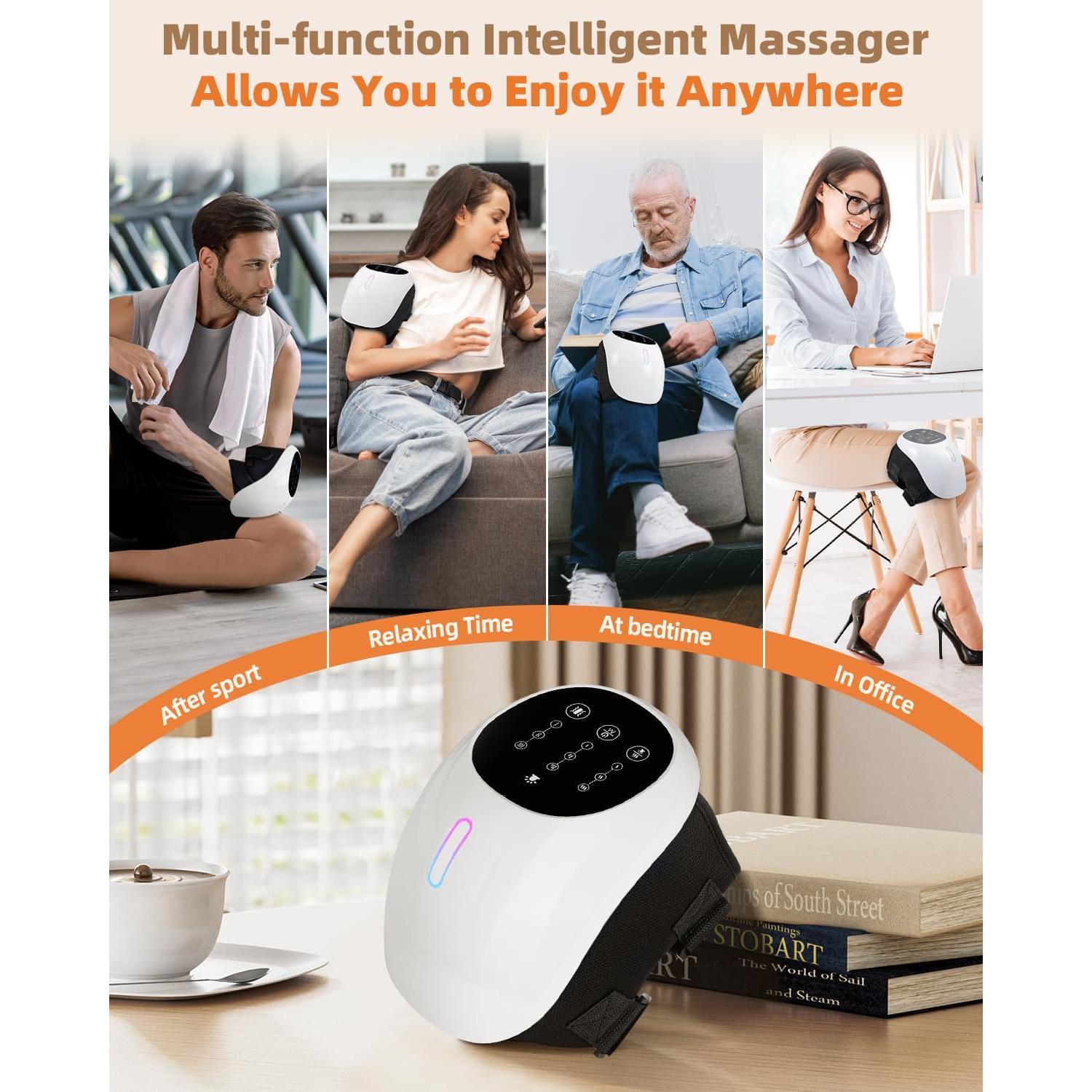 Masajeador de Rodilla Inalámbrico HXMBFBF con Calor y Luz Roja