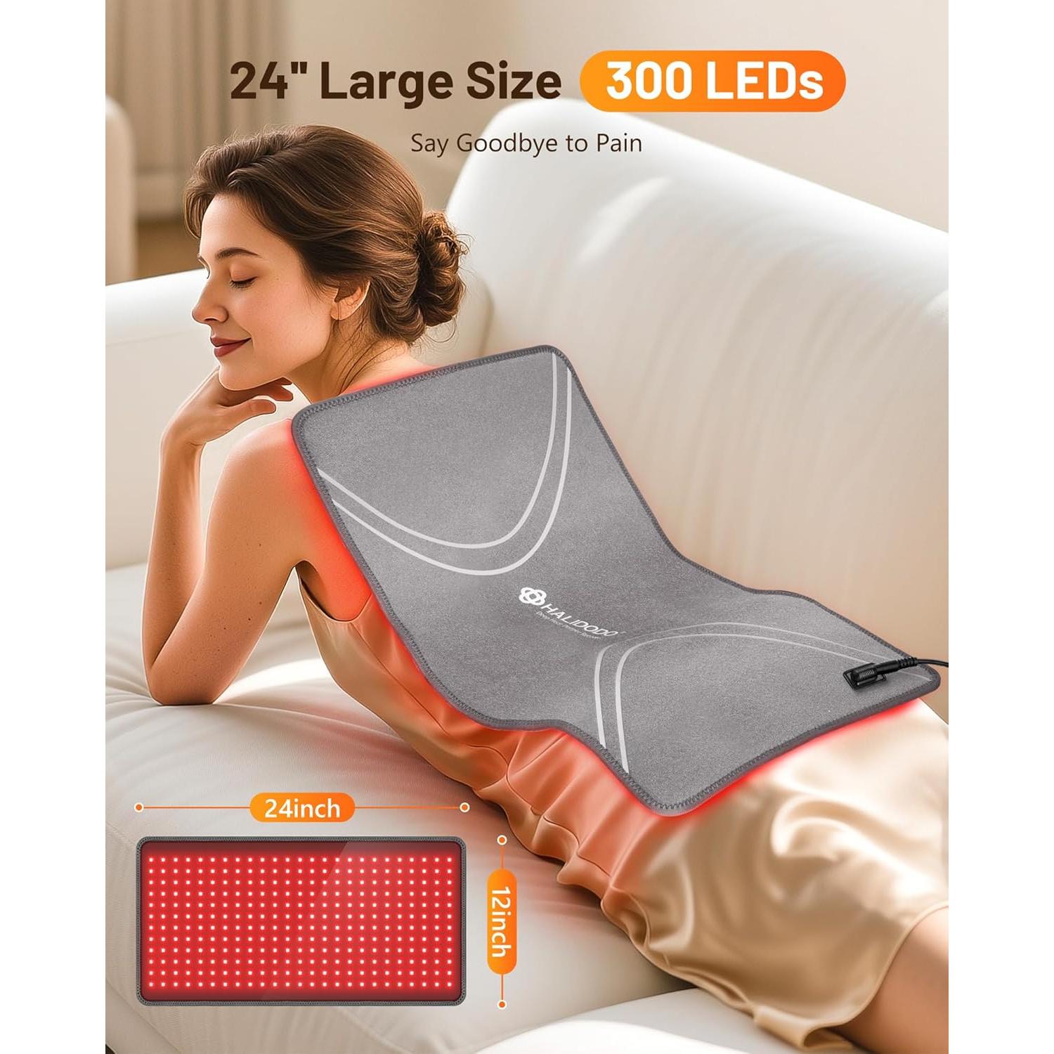 Almohadilla de Terapia de Luz Roja HALIDODO 61x30.5cm 300 LEDs