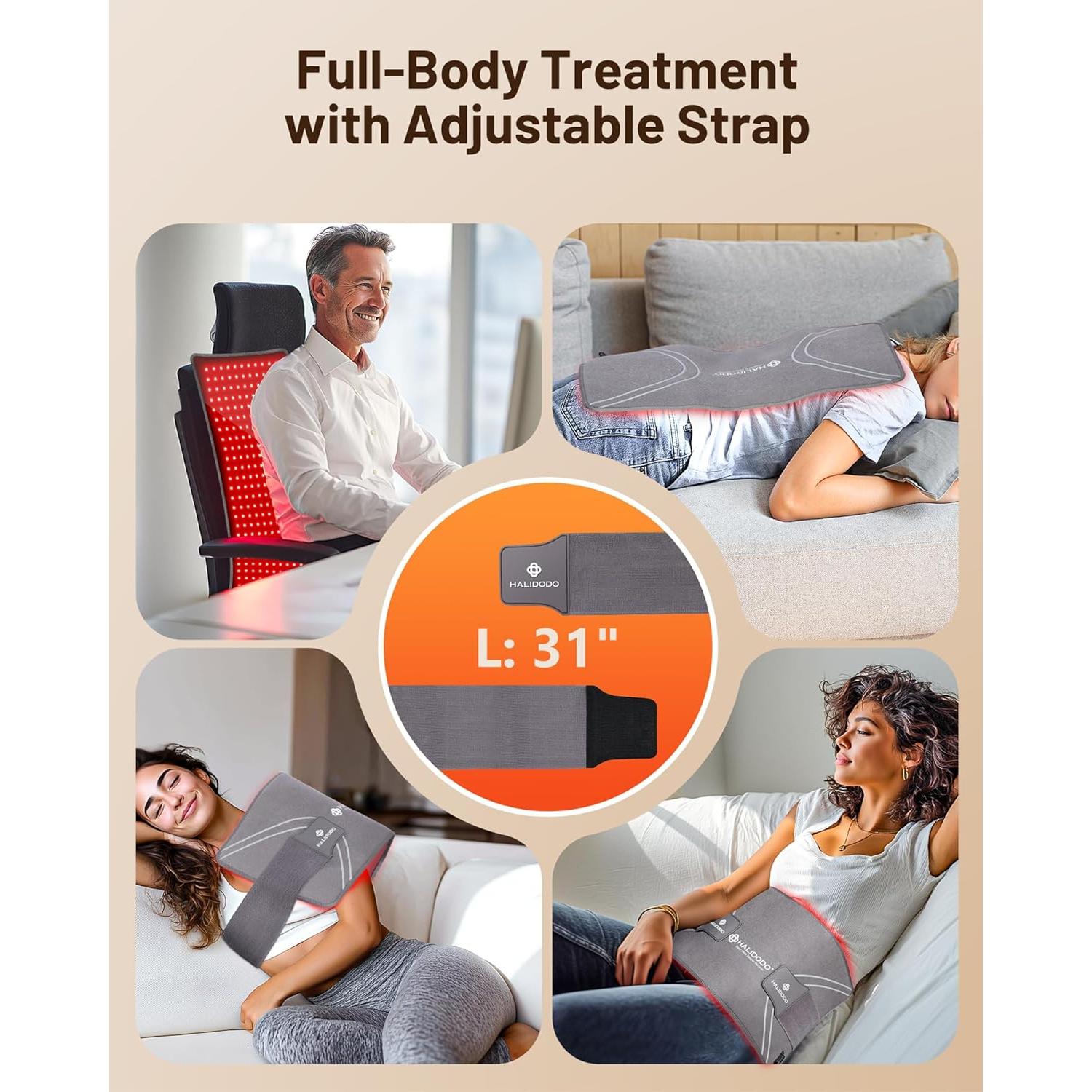 Almohadilla de Terapia de Luz Roja HALIDODO 61x30.5cm 300 LEDs