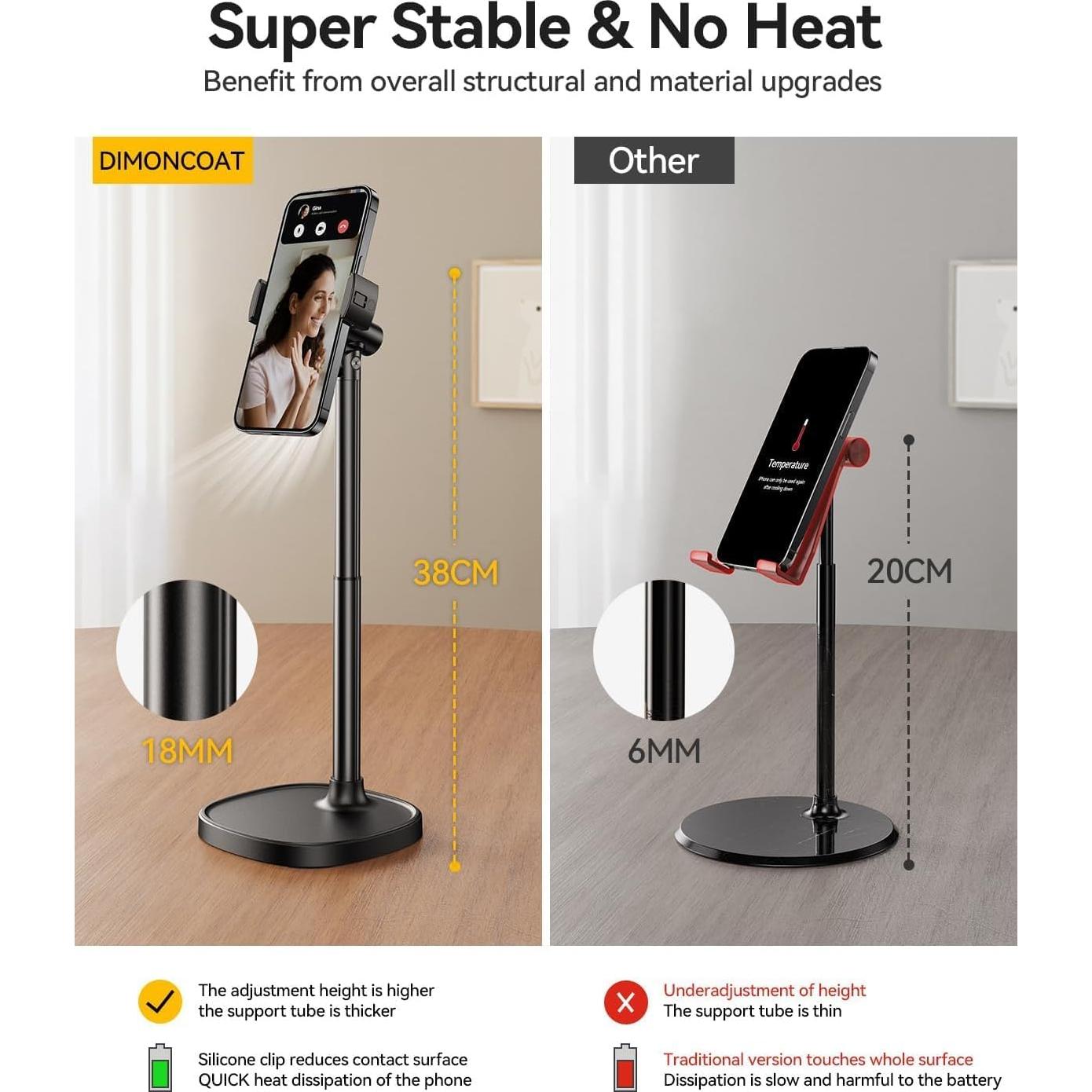 Soporte para teléfono DIMONCOAT ajustable negro 0.50 kg