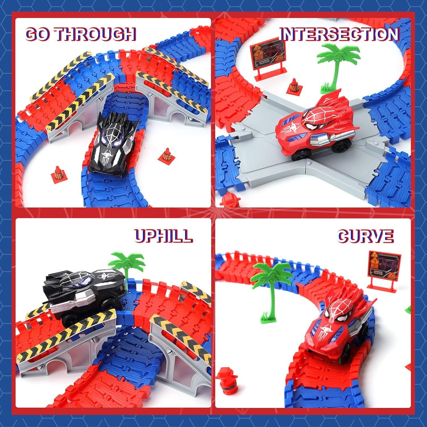 Set de Pista de Carreras Spider Hero 212 Piezas para Niños 3-9 Años