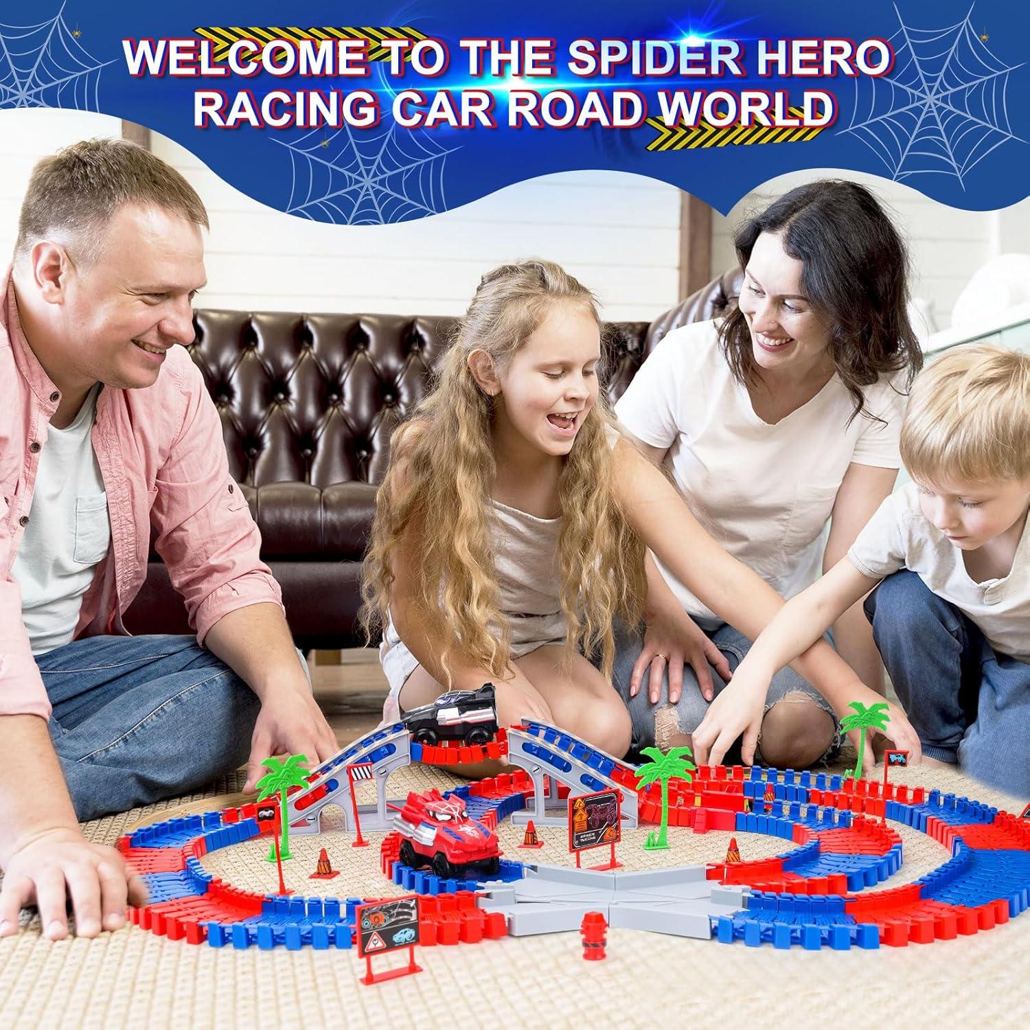 Set de Pista de Carreras Spider Hero 212 Piezas para Niños 3-9 Años