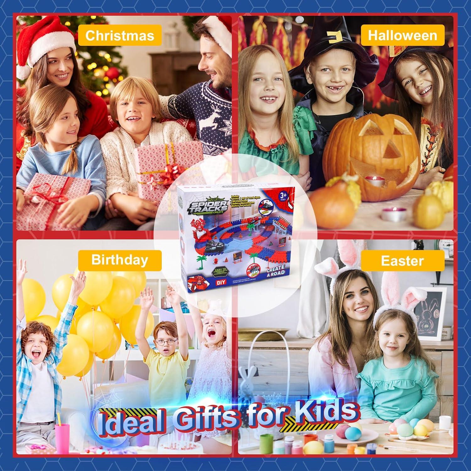 Set de Pista de Carreras Spider Hero 212 Piezas para Niños 3-9 Años