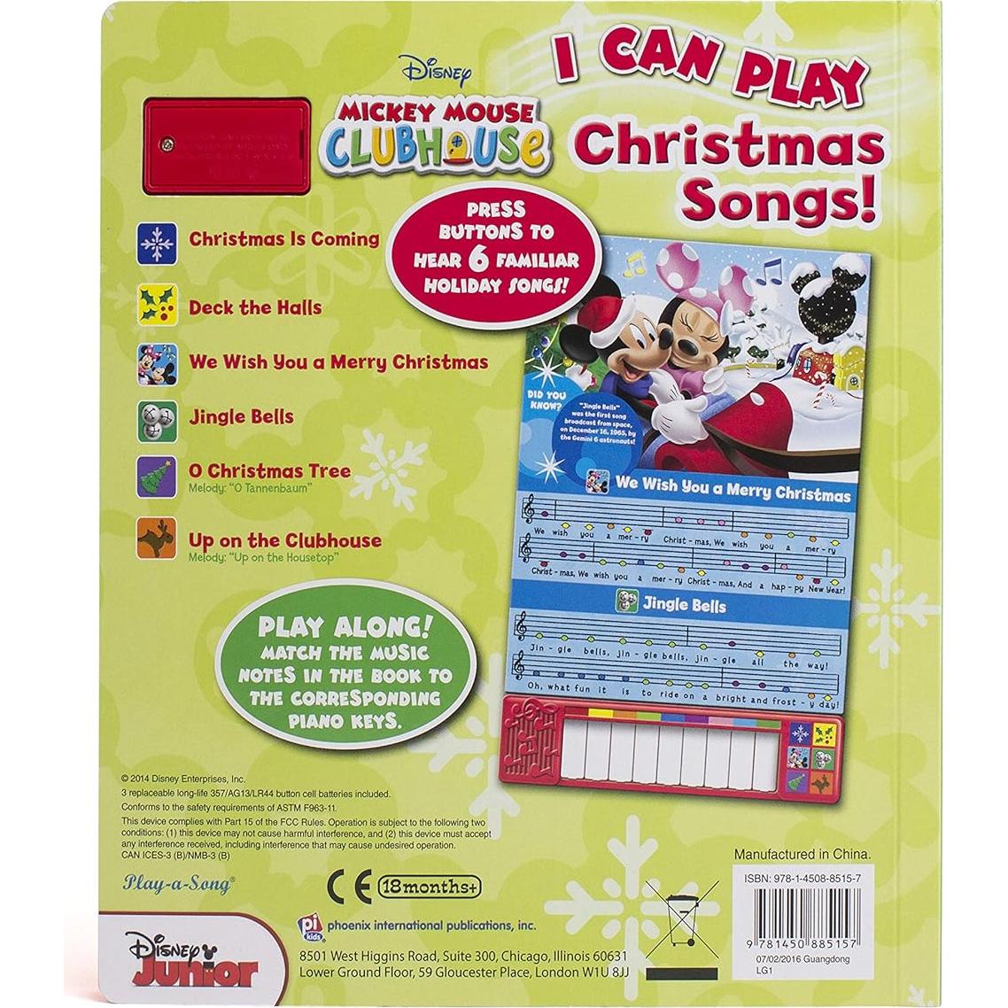 Disney Mickey Mouse - I Can Play Christmas Songs Sound Book with Built-In Keyboard - PI Kids