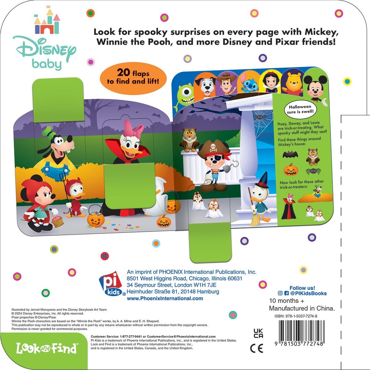 Disney Baby Mickey Mouse, Minnie, Winnie, Toy Story and More! - Trick or Treat - Haloween Lift-A-Flap Look and Find Activity Book - PI Kids