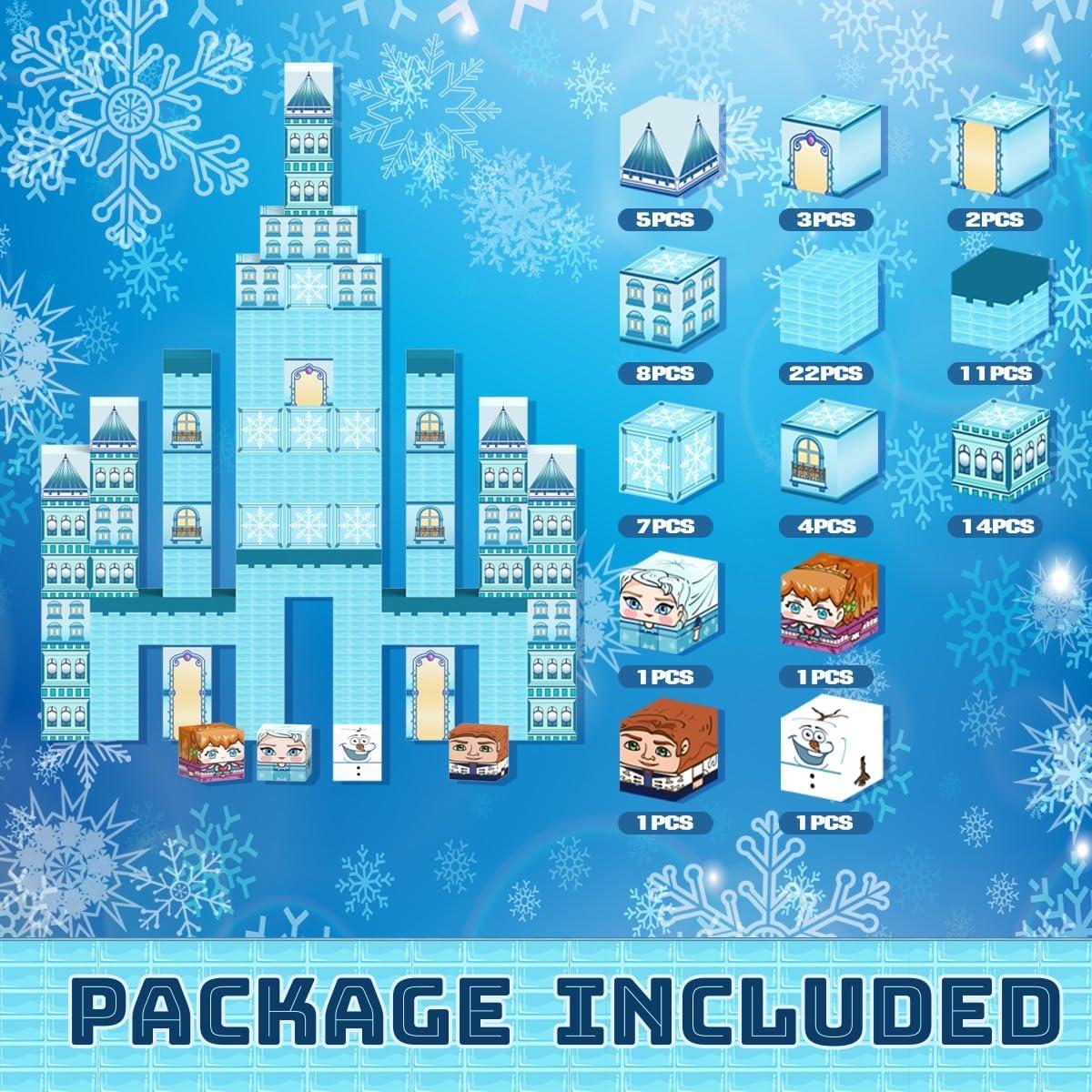 Set de Bloques Magnéticos Allenjoy 80PCS Castillo Princesa Hielo