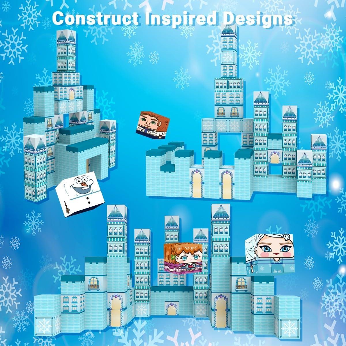 Set de Bloques Magnéticos Allenjoy 80PCS Castillo Princesa Hielo