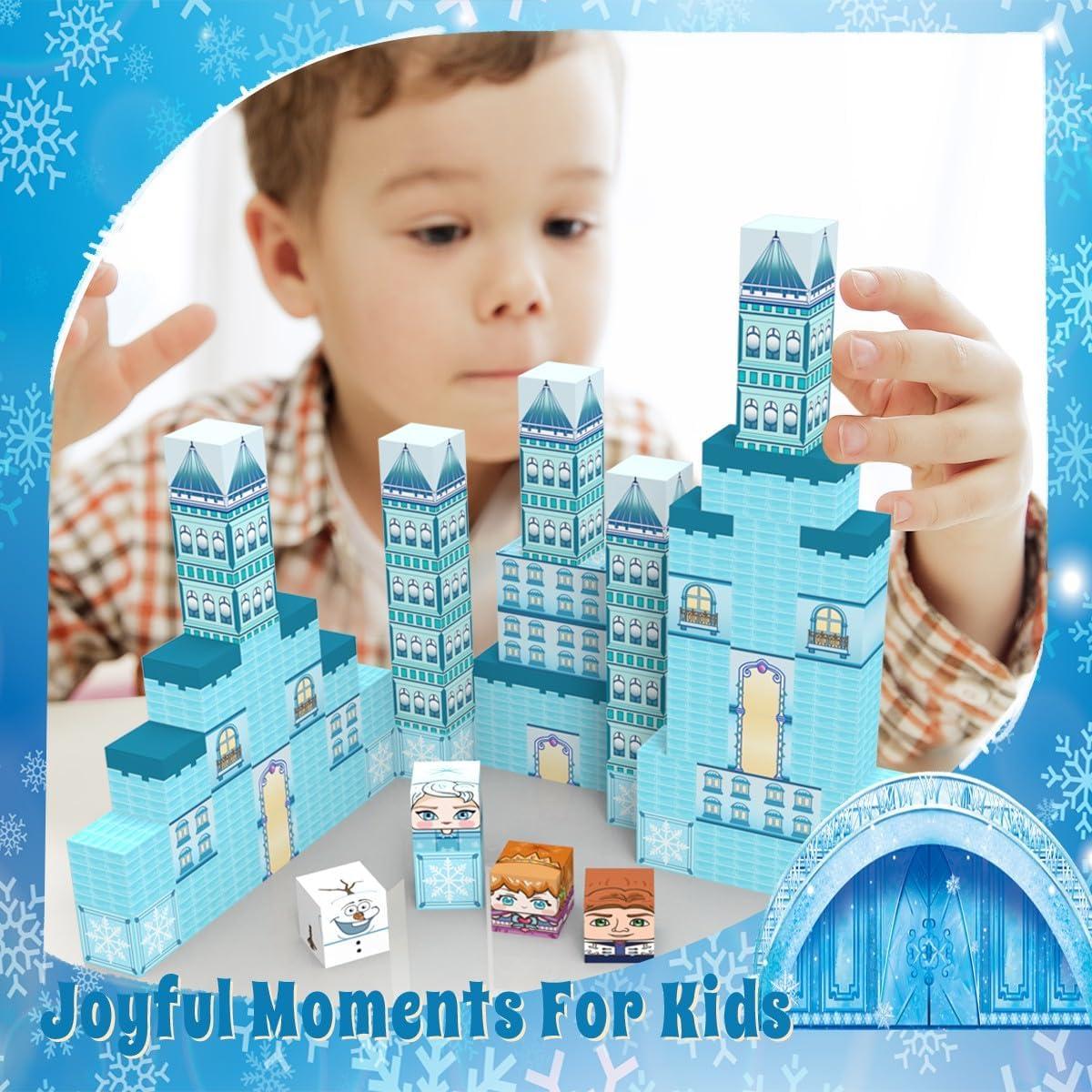 Set de Bloques Magnéticos Allenjoy 80PCS Castillo Princesa Hielo