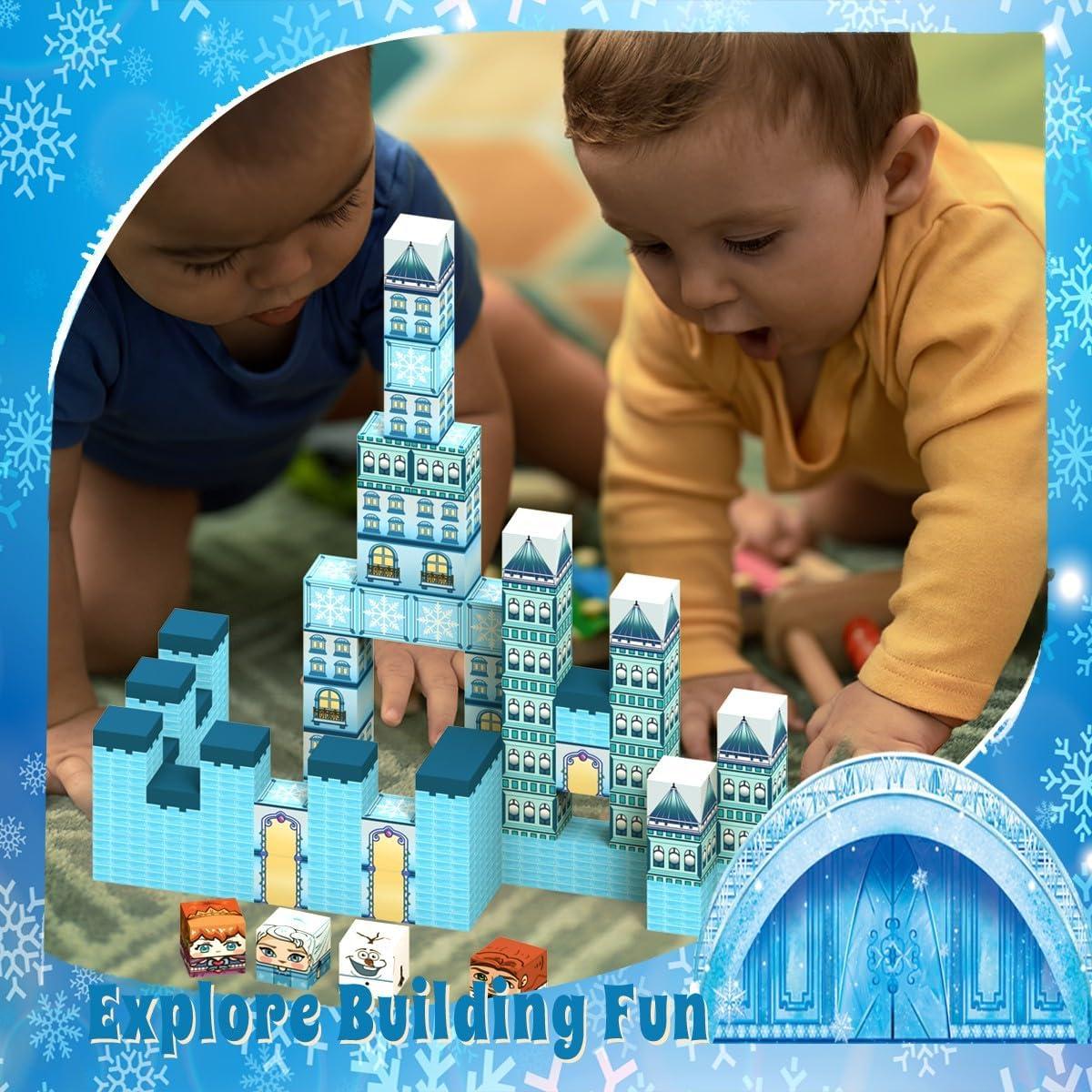 Set de Bloques Magnéticos Allenjoy 80PCS Castillo Princesa Hielo