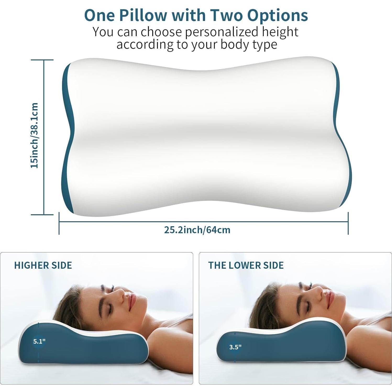 Almohada Cervical Polovo Espuma Viscoelástica 64x38cm