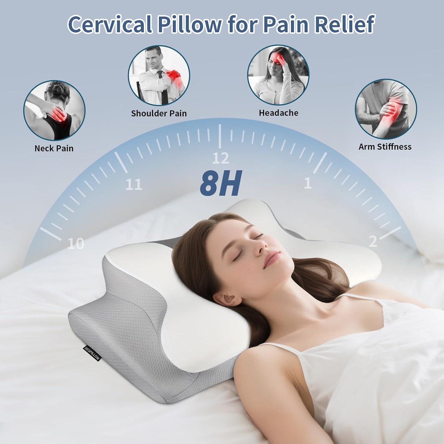 Almohada Cervical Ergonomica Bespillow - Espuma Viscoelástica 62.7x37.1cm