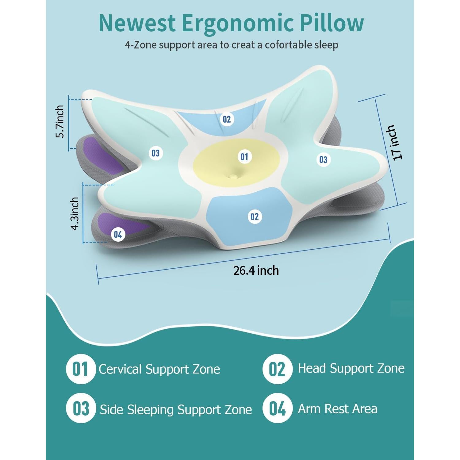 Almohada Cervical Tujami Espuma Viscoelástica Refrigerante 67x43cm