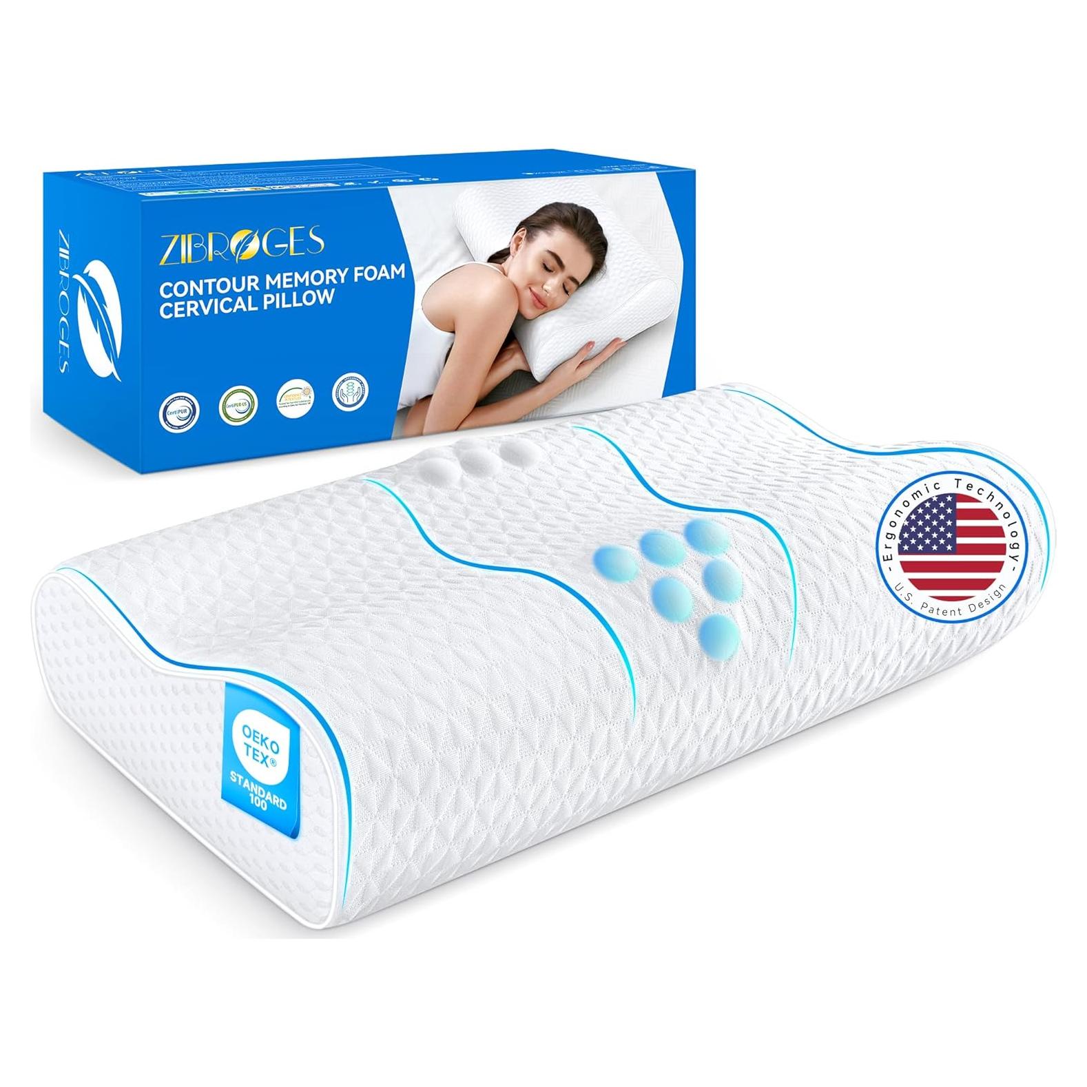 Almohada Cervical Ergonómica Zibroges Queen Ajustable 60x36cm