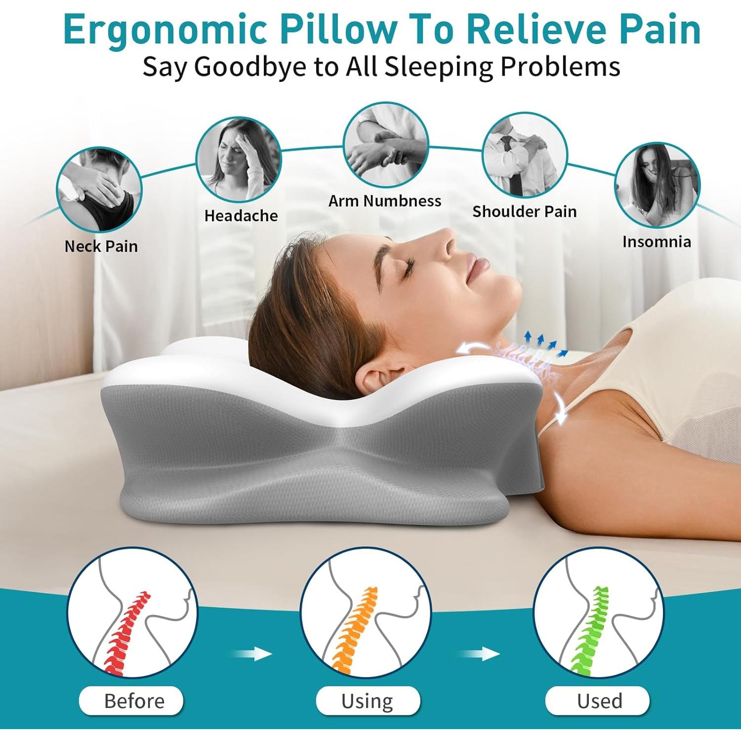 Almohada Cervical Ergonómica Besyodo - Espuma Viscoelástica 65x40cm