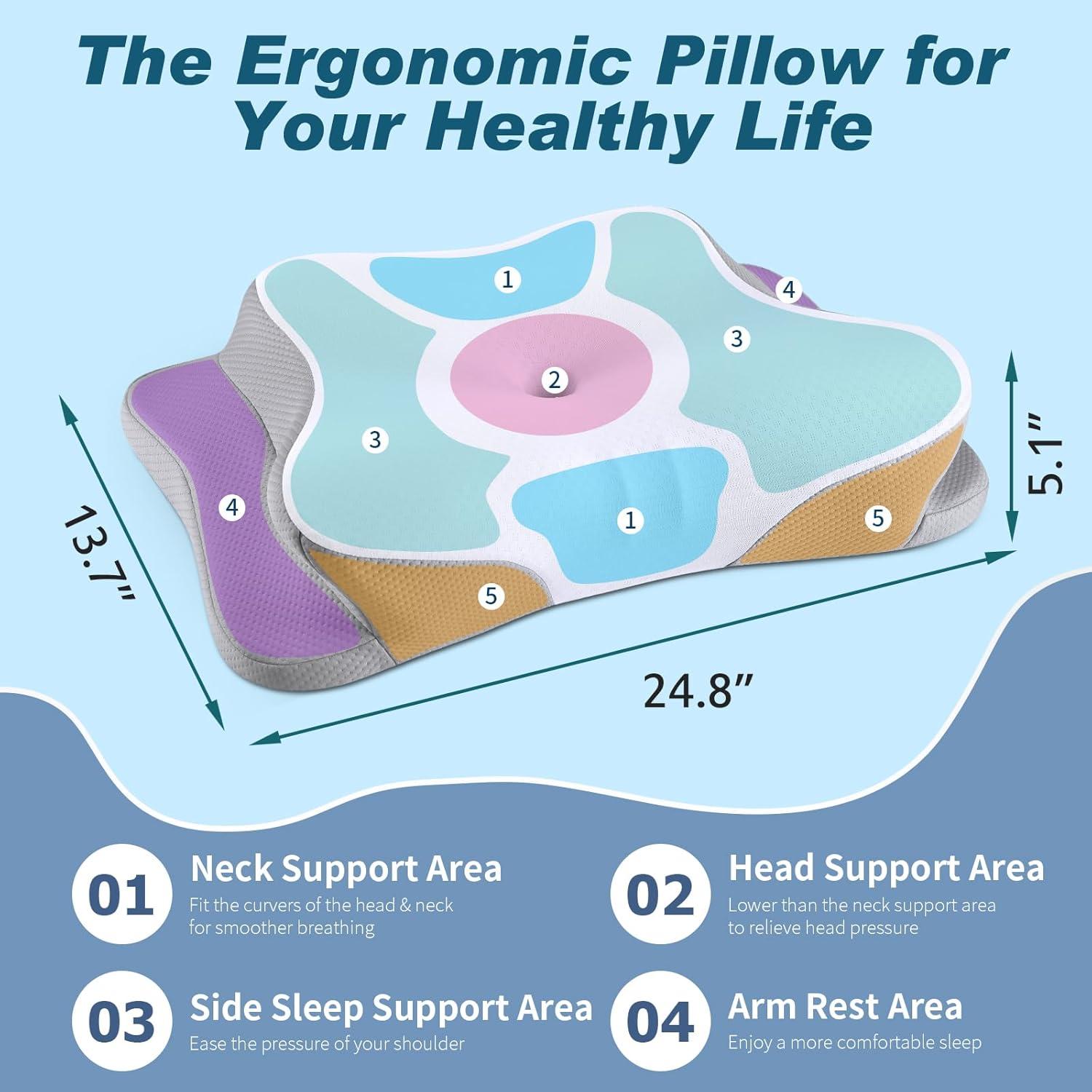 Almohada Cervical Olumoon Ergonómica de Espuma de Memoria 63x38cm