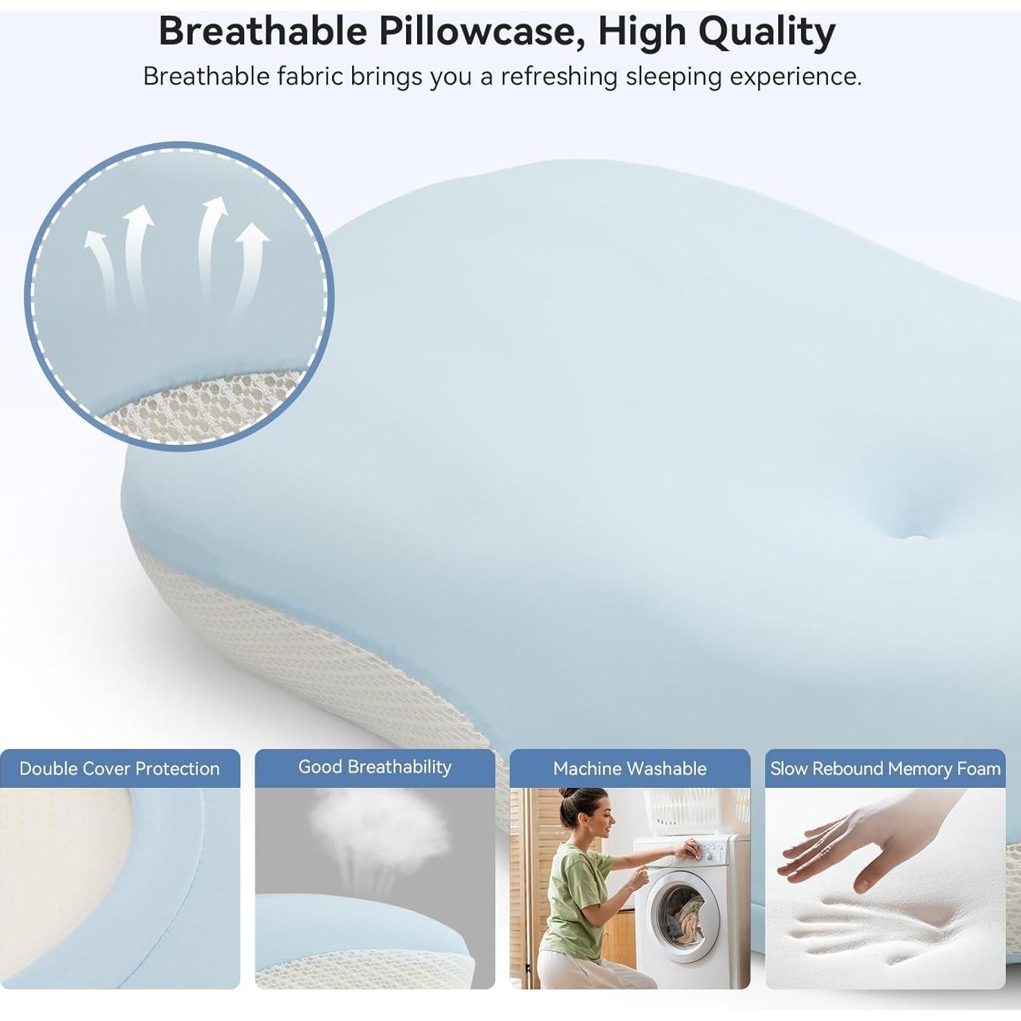 Almohada Cervical Zmarthumb Espuma Viscoelástica Ajustable Azul