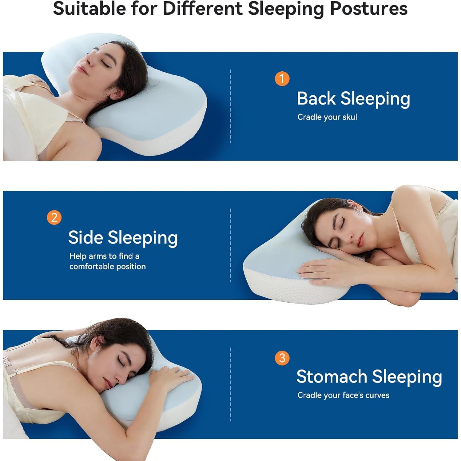 Almohada Cervical Zmarthumb Espuma Viscoelástica Ajustable Azul