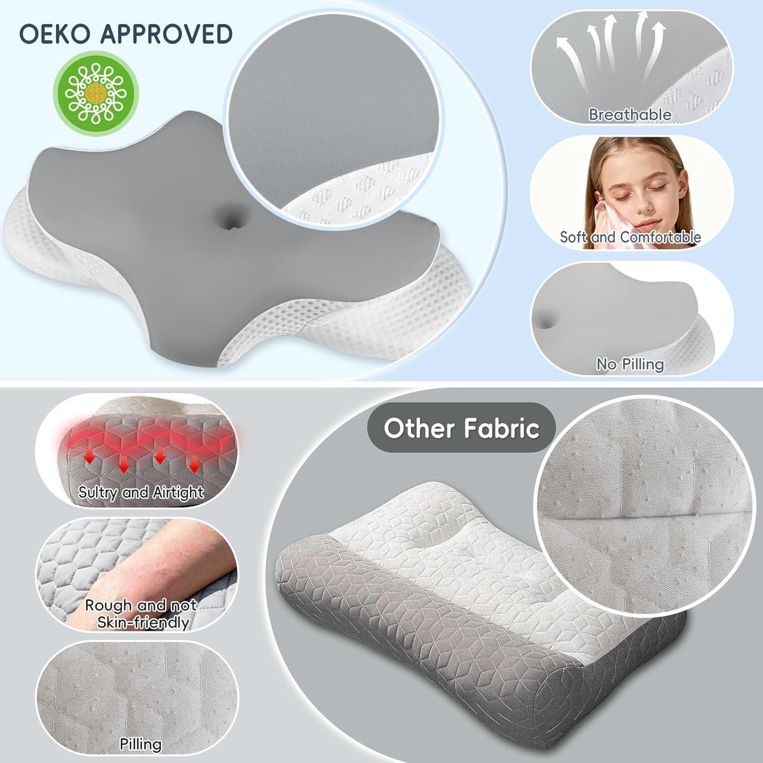 Almohada Cervical Ergonomica FGNTWP Gris Oscuro 2 Alturas