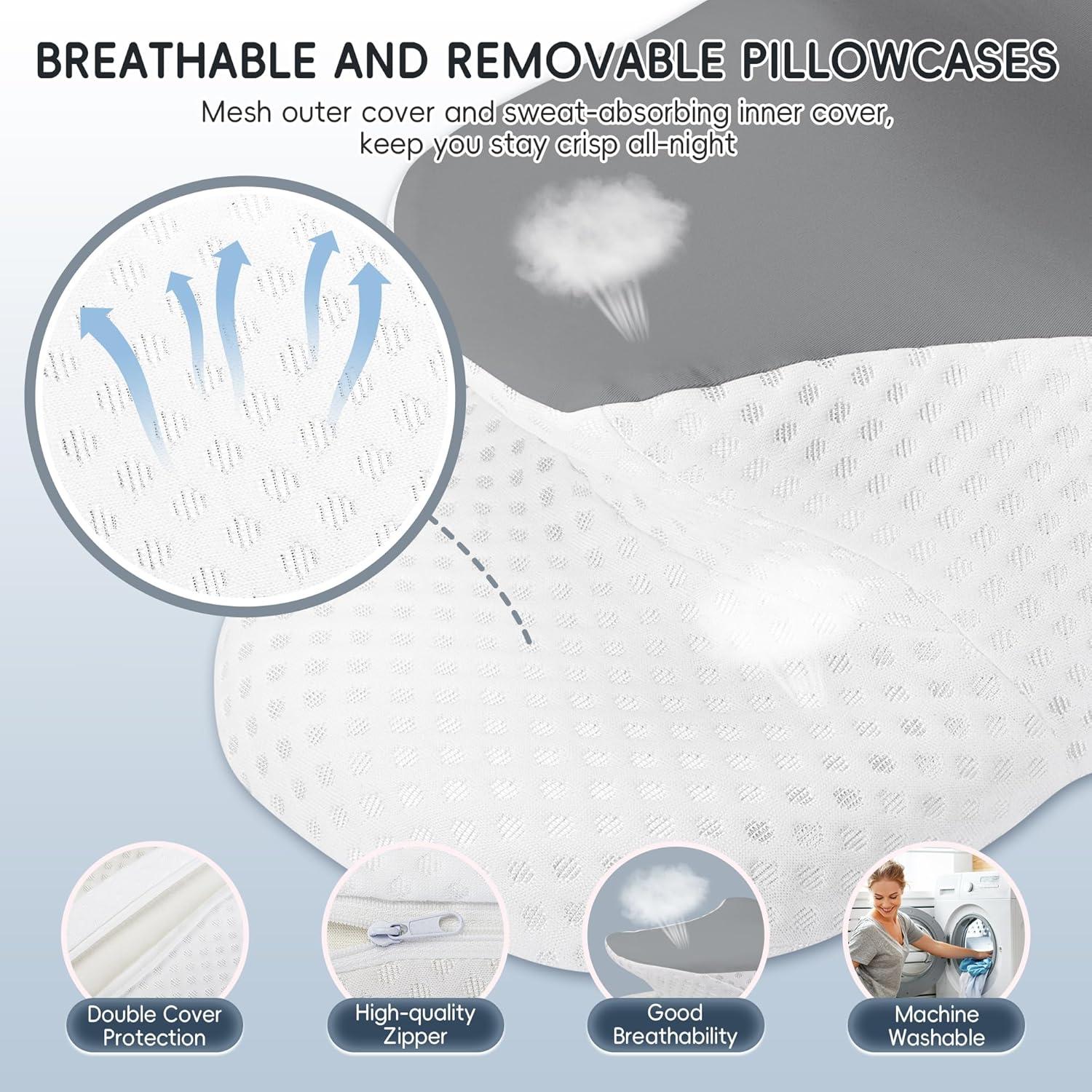 Almohada Cervical Ergonomica FGNTWP Gris Oscuro 2 Alturas