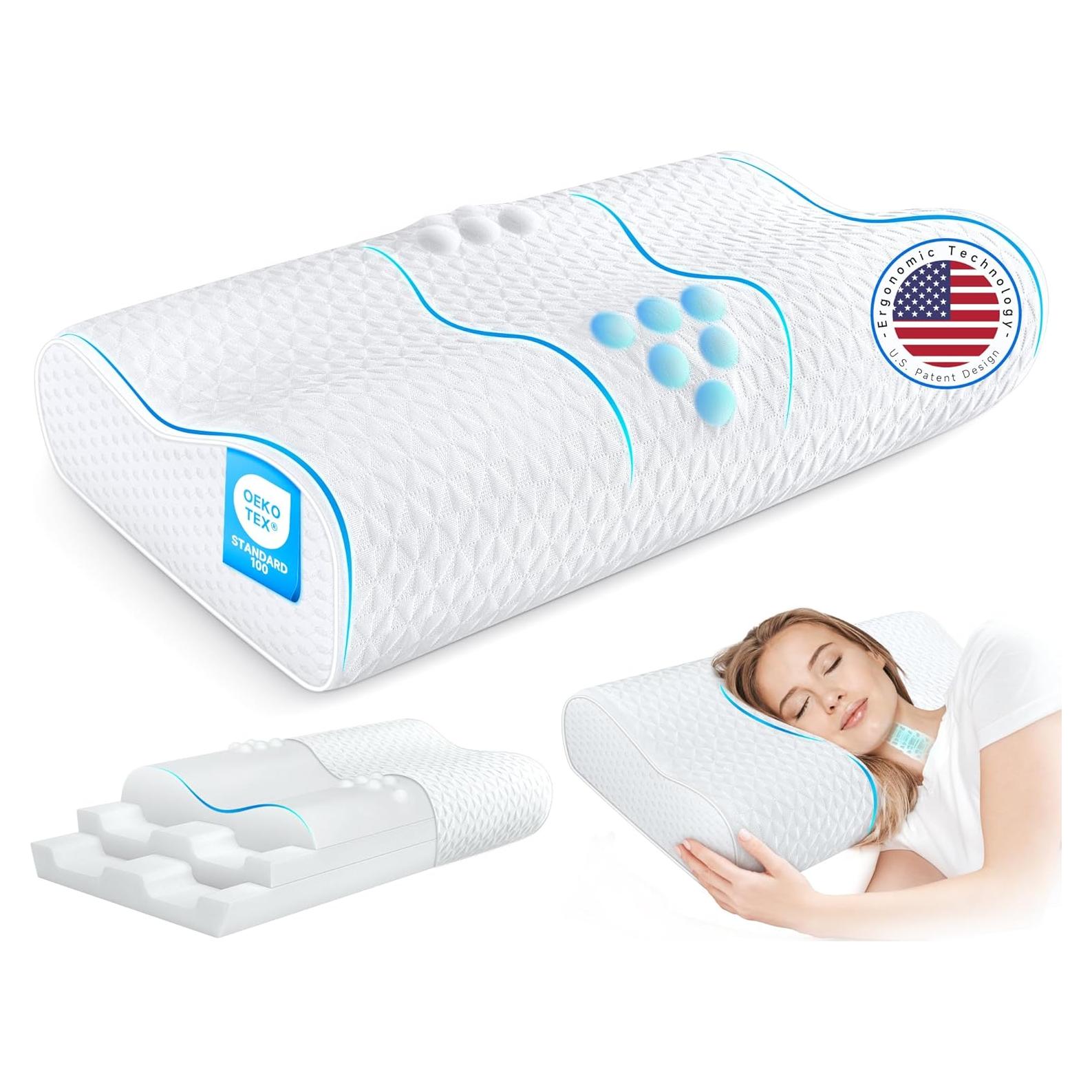 Almohada Cervical Ergonómica Zibroges Queen Ajustable con Masaje