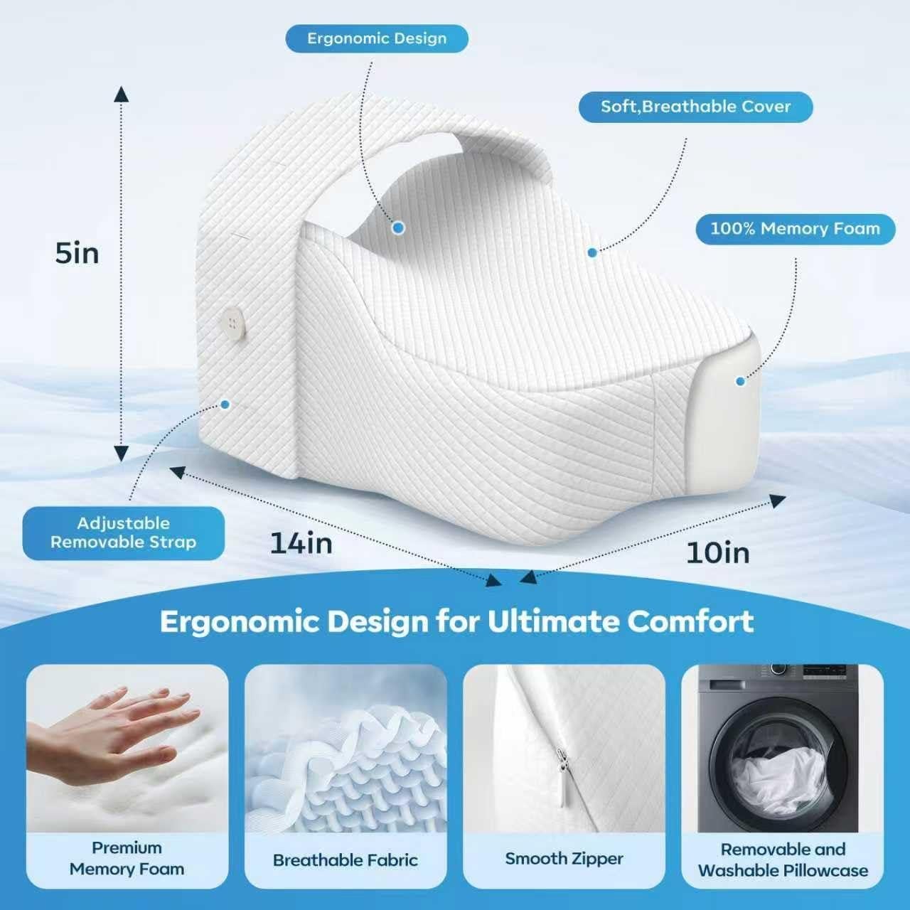 Almohada para Rodilla SUDAHIA - Espuma Viscoelástica Ajustable