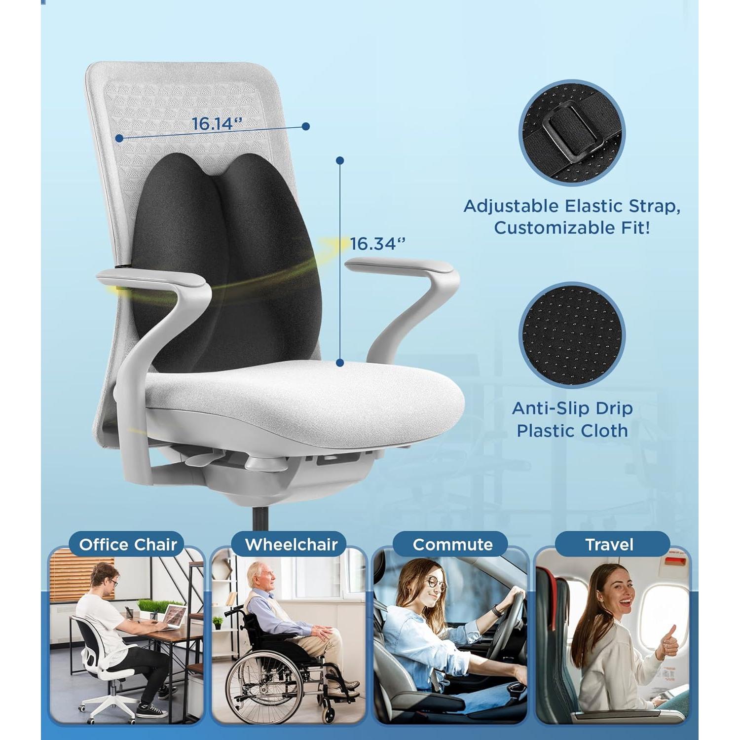 Almohada Lumbar Ergonómica Vadef Negra con Espuma de Memoria