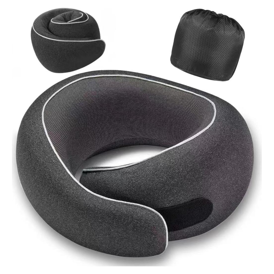 Almohada de Cuello de Viaje Optixion Grande Espuma de Memoria Negra