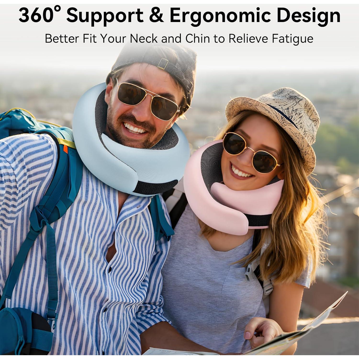 Almohada de Cuello de Viaje Optixion Grande Espuma de Memoria Negra