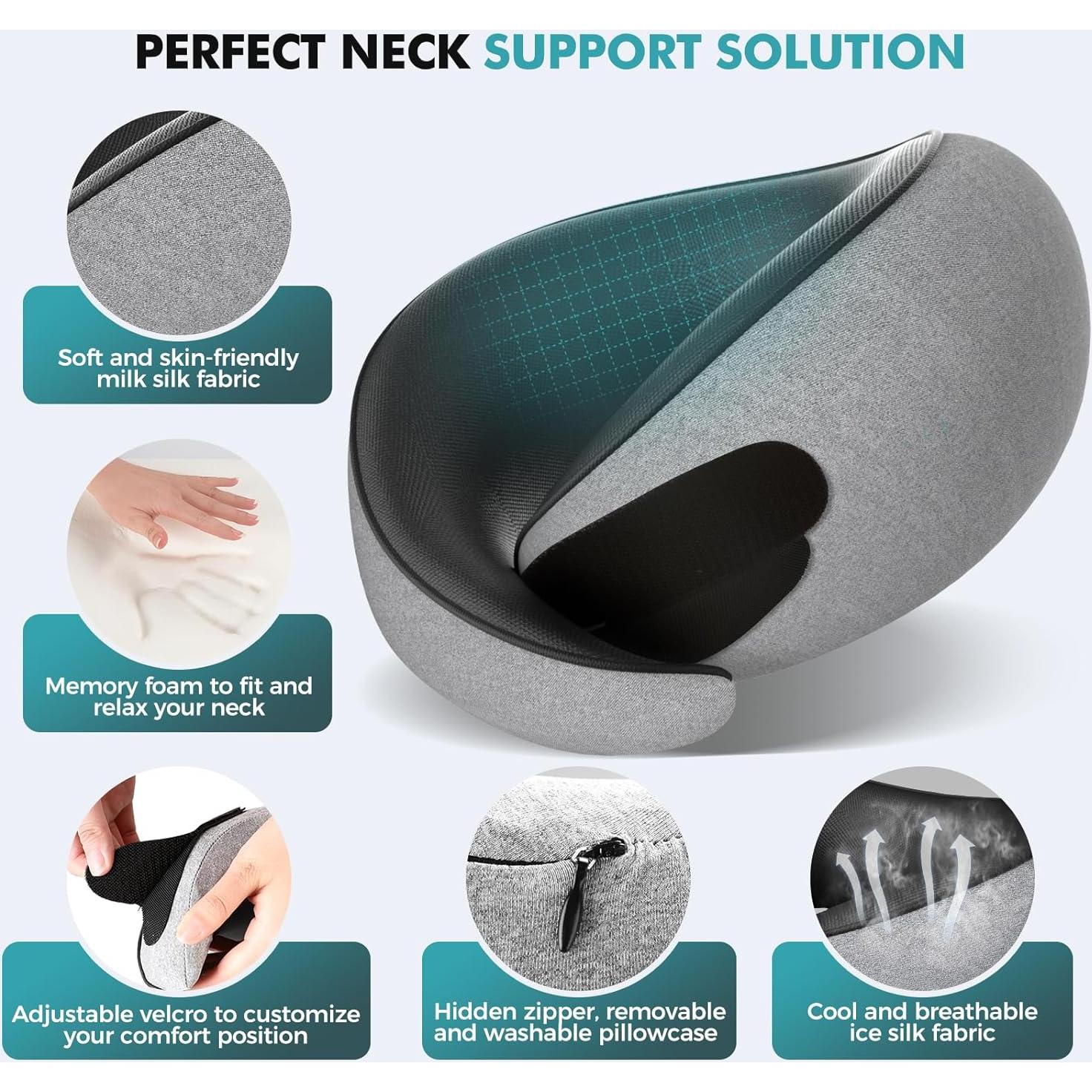 Almohada de Cuello Ergonómica FIOGIKO Gris - Espuma Viscoelástica