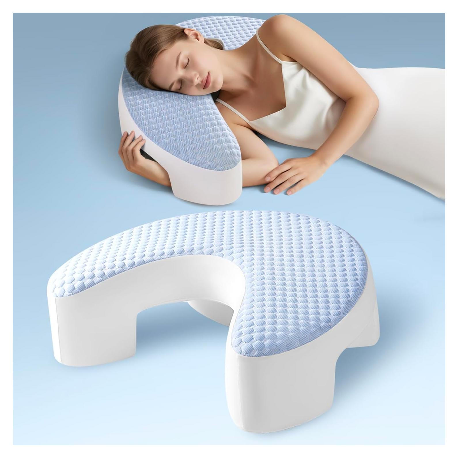 Cojín Ergonómico Baigee para Dormir de Lado 43x53cm Azul