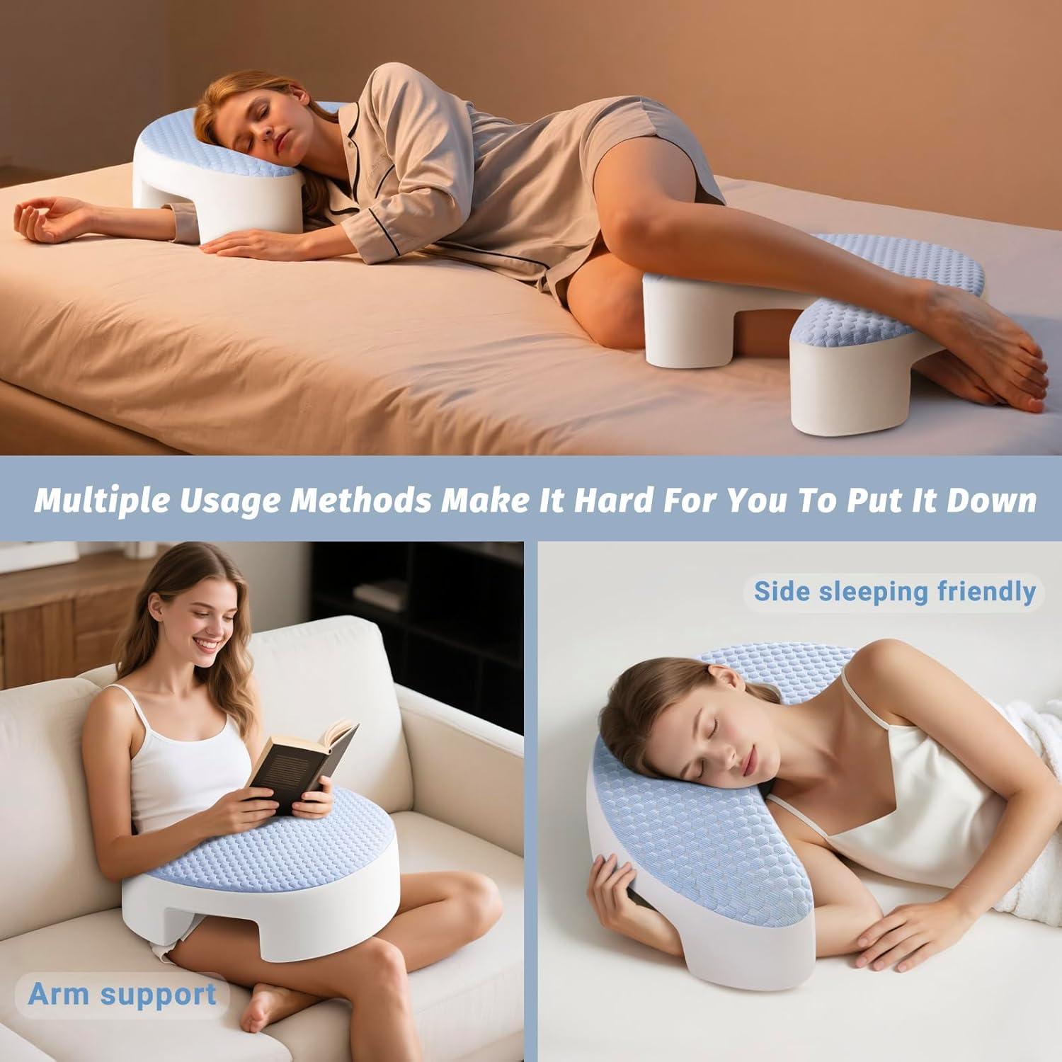 Cojín Ergonómico Baigee para Dormir de Lado 43x53cm Azul