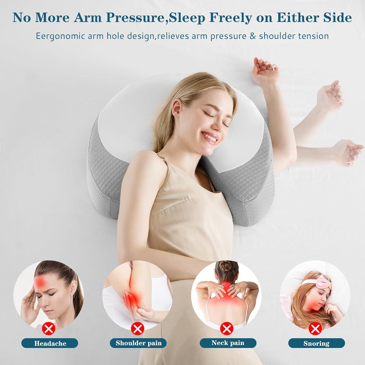 Almohada Ergonómica EUHAMS para Durmientes Laterales - Espuma de Memoria, Soporte para Cuello, Gris