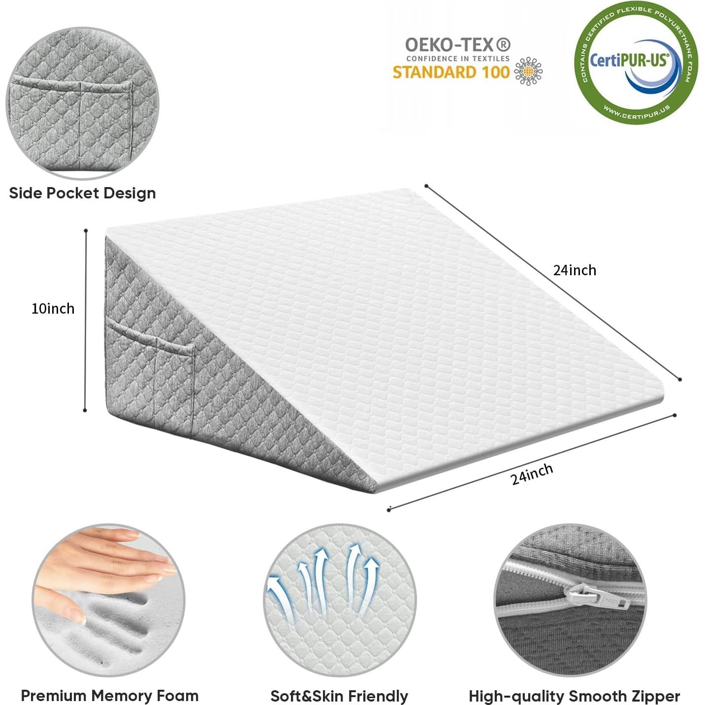 Cojín en Cuña OAISZ 25 cm Espuma Viscoelástica Gris Claro