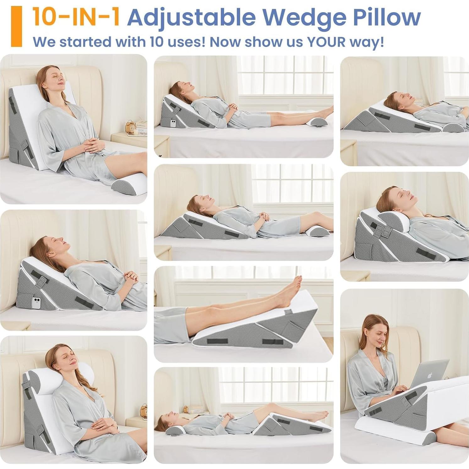 Juego de Almohadas en Cuña Sasttie Ajustable 3 Piezas Espuma