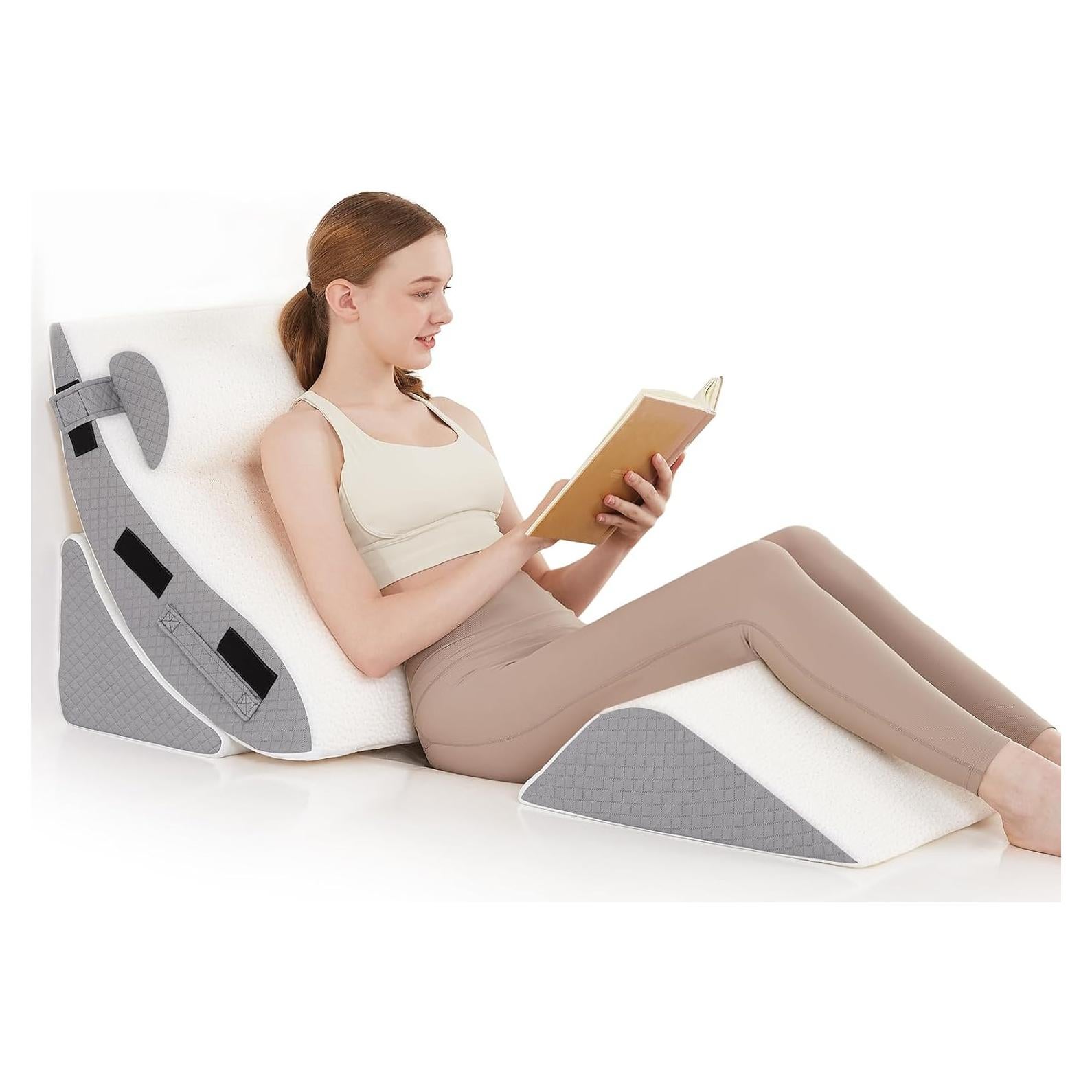 Juego de Almohadas en Cuña Ortopédica Longering 4 Pcs - Soporte Cuello y Piernas