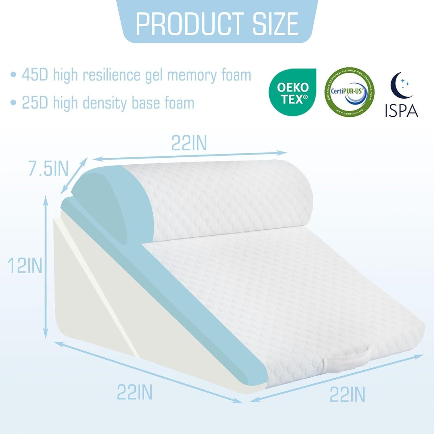 Juego de 3 Almohadas en Cuña Ortopédicas HDJOAPS 22x30 cm