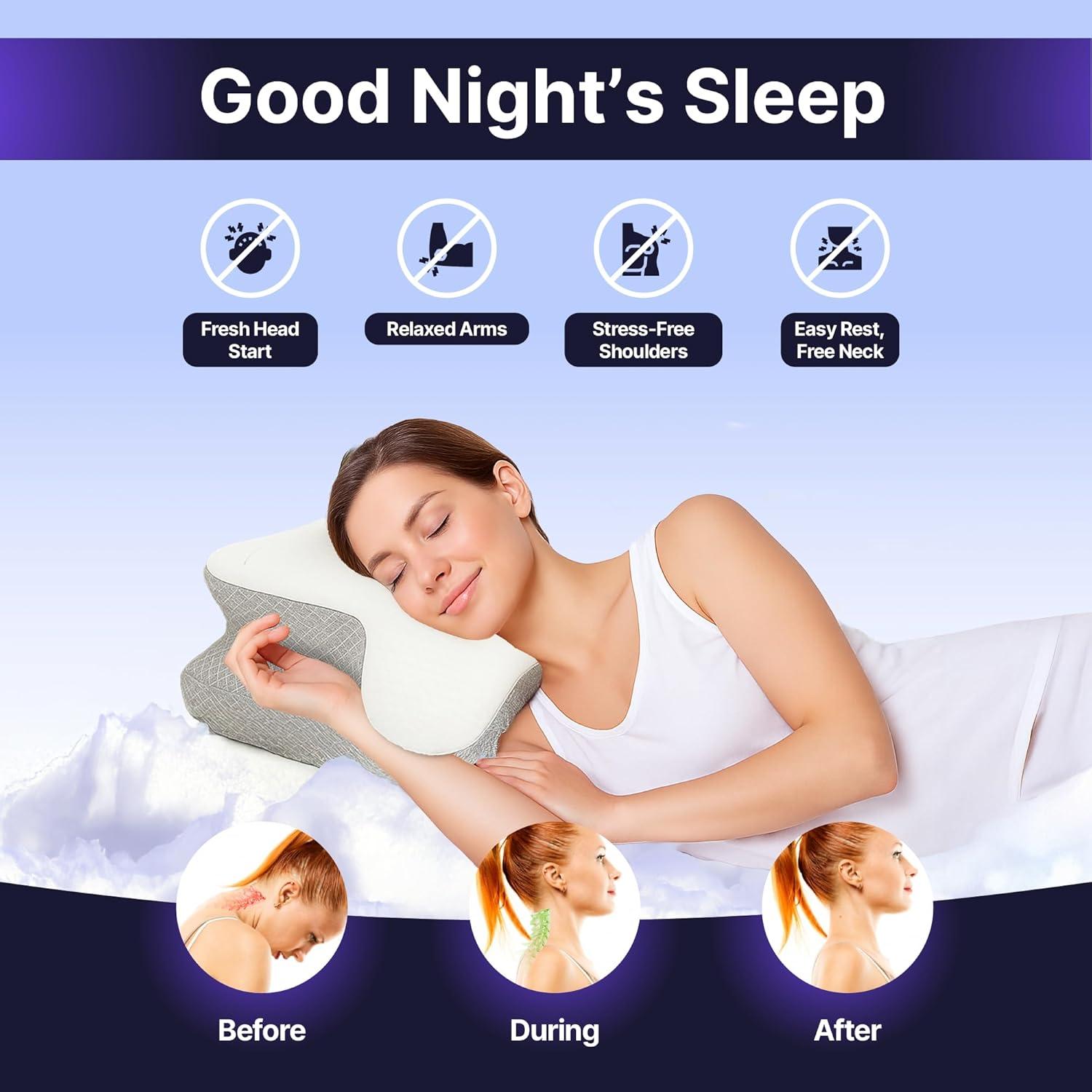 Almohada Cervical Ergonomica MAHIYUS Espuma de Memoria 60x40cm