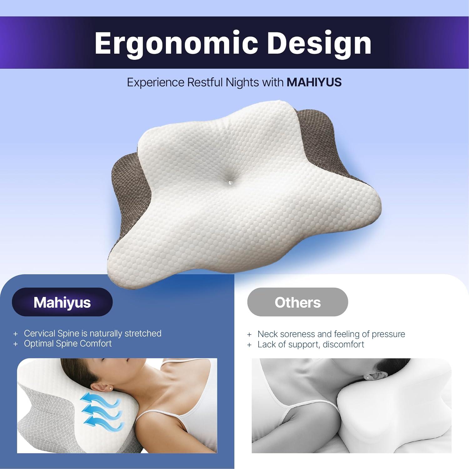 Almohada Cervical Ergonomica MAHIYUS Espuma de Memoria 60x40cm