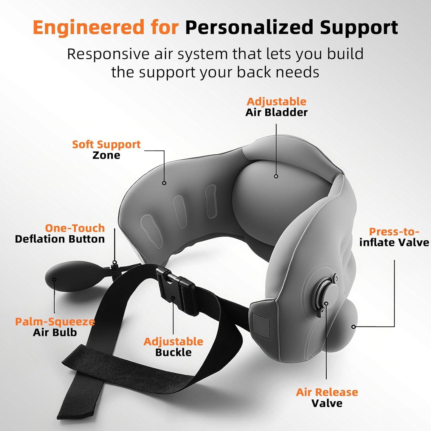 Cojín Lumbar Inflable Nufuriri FlowRest 300 - Gris, Plegable