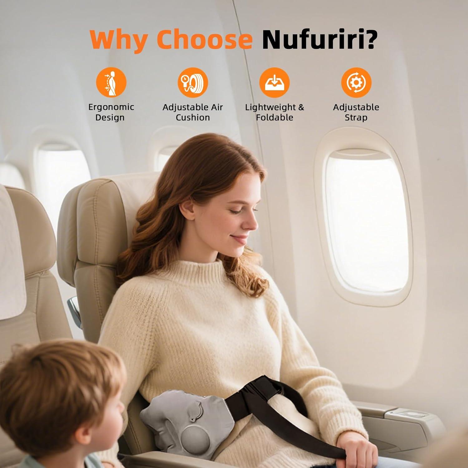 Cojín Lumbar Inflable Nufuriri FlowRest 300 - Gris, Plegable