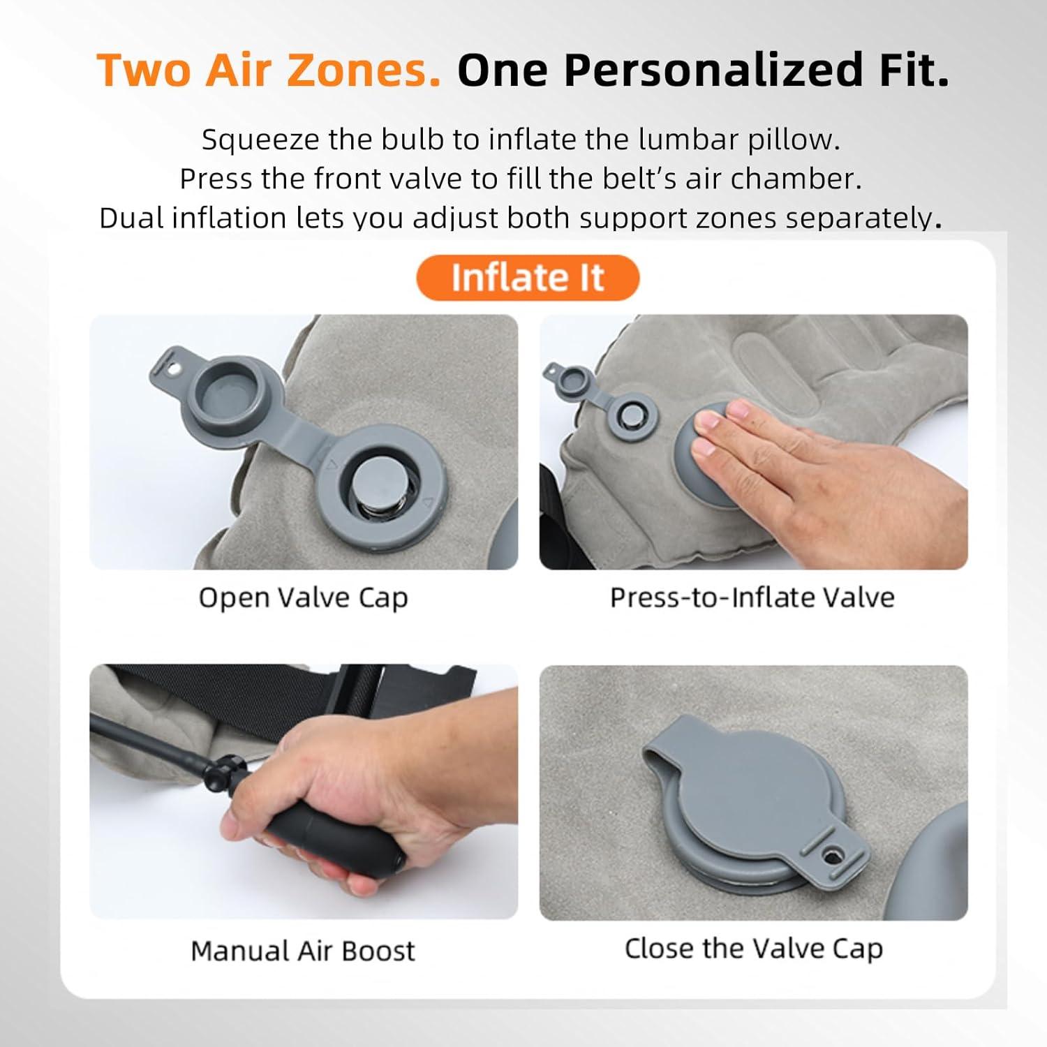 Cojín Lumbar Inflable Nufuriri FlowRest 300 - Gris, Plegable