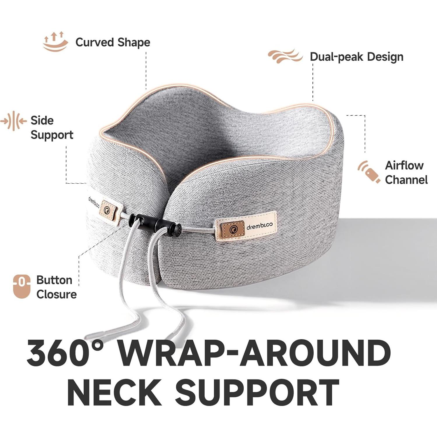 Almohada de Cuello Drembloo Gris Espuma de Memoria Ergonómica
