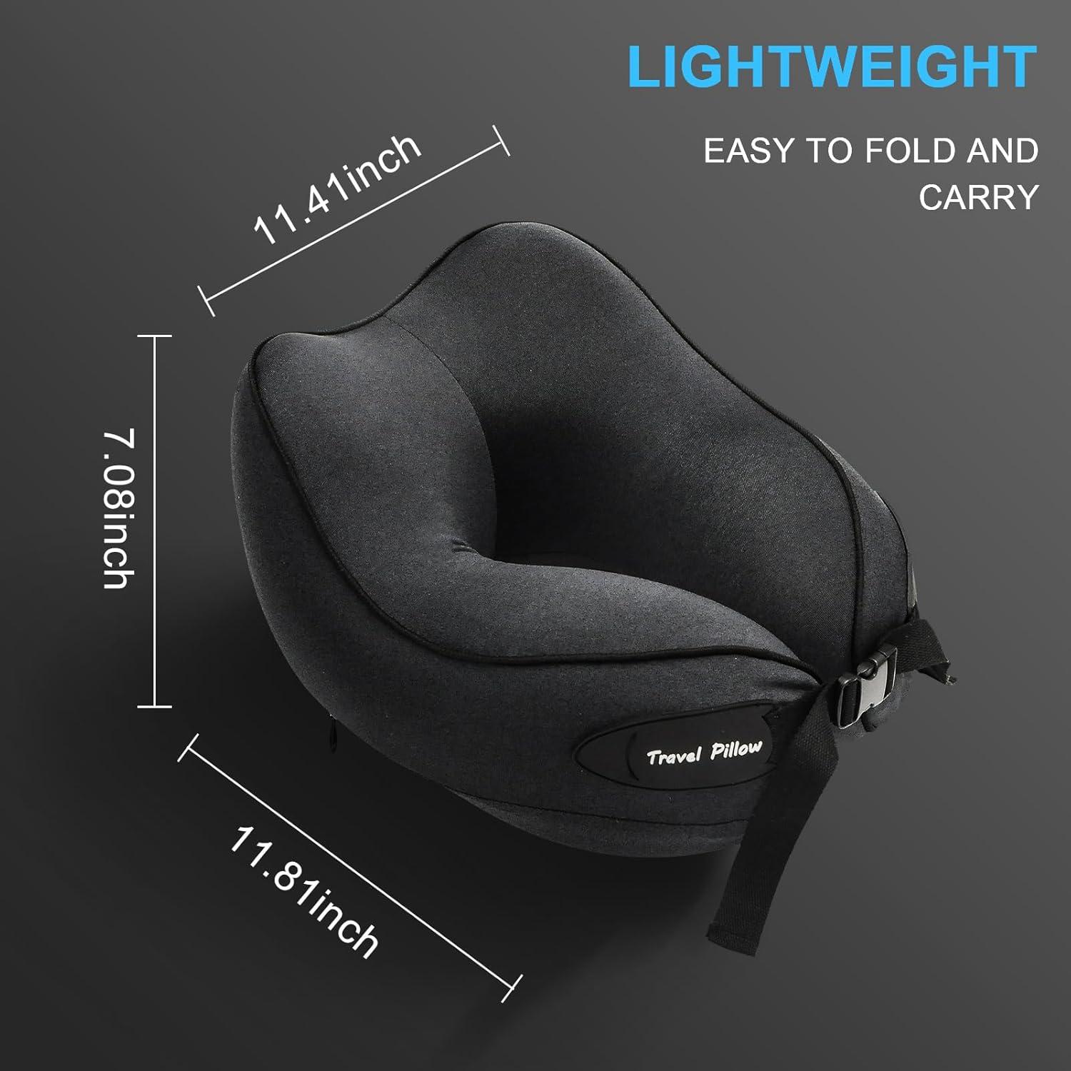 Almohada de Cuello de Viaje Ustenroya 100% Espuma de Memoria Negra